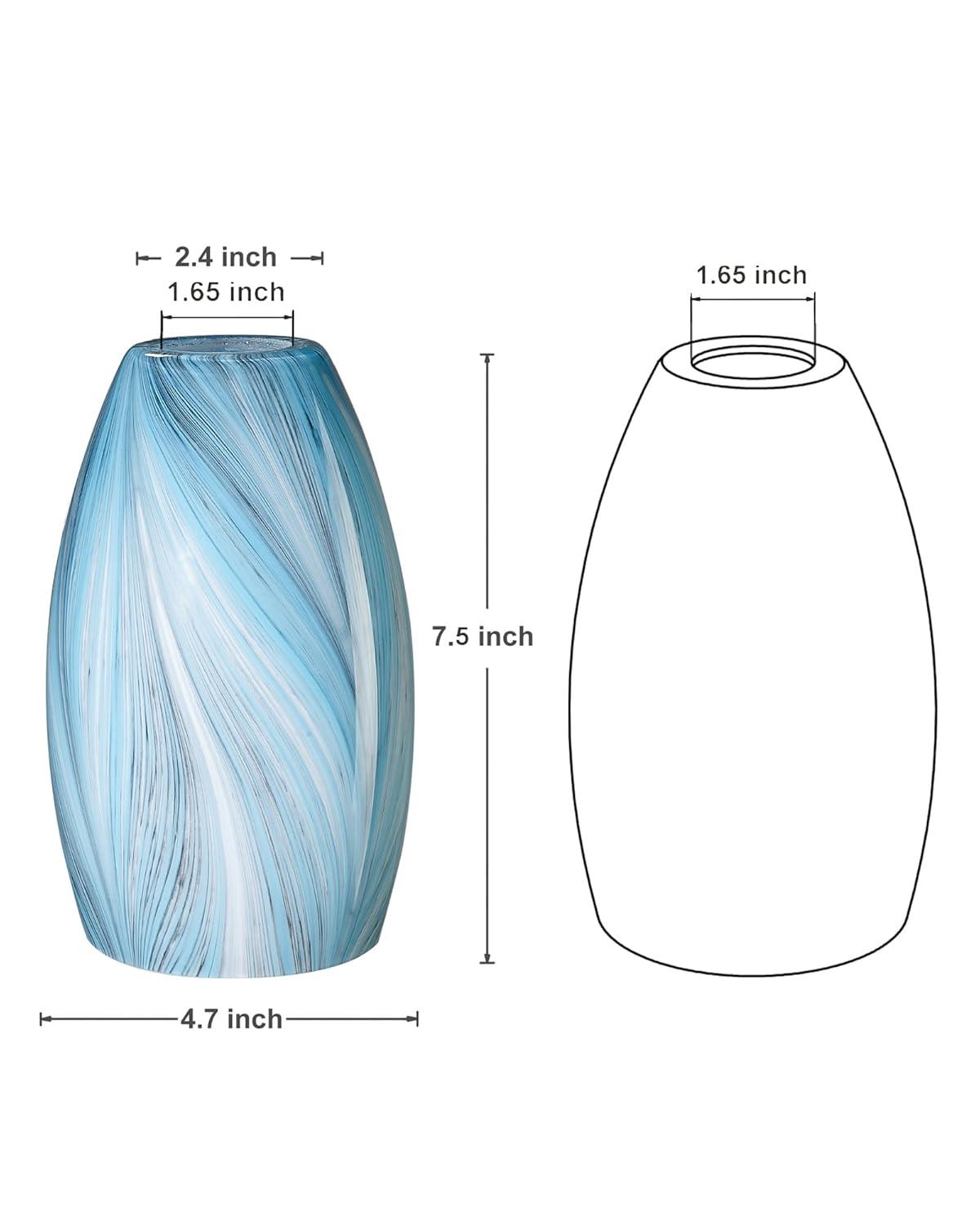 Oval Glass Lamp Shade Only Art Glass Lamp Covers Light Fixture Replacement for Kitchen Island Mini pendant Ceiling Lights Chandelier Hand Blown Glass Shade Replacement (Brown and Blue）