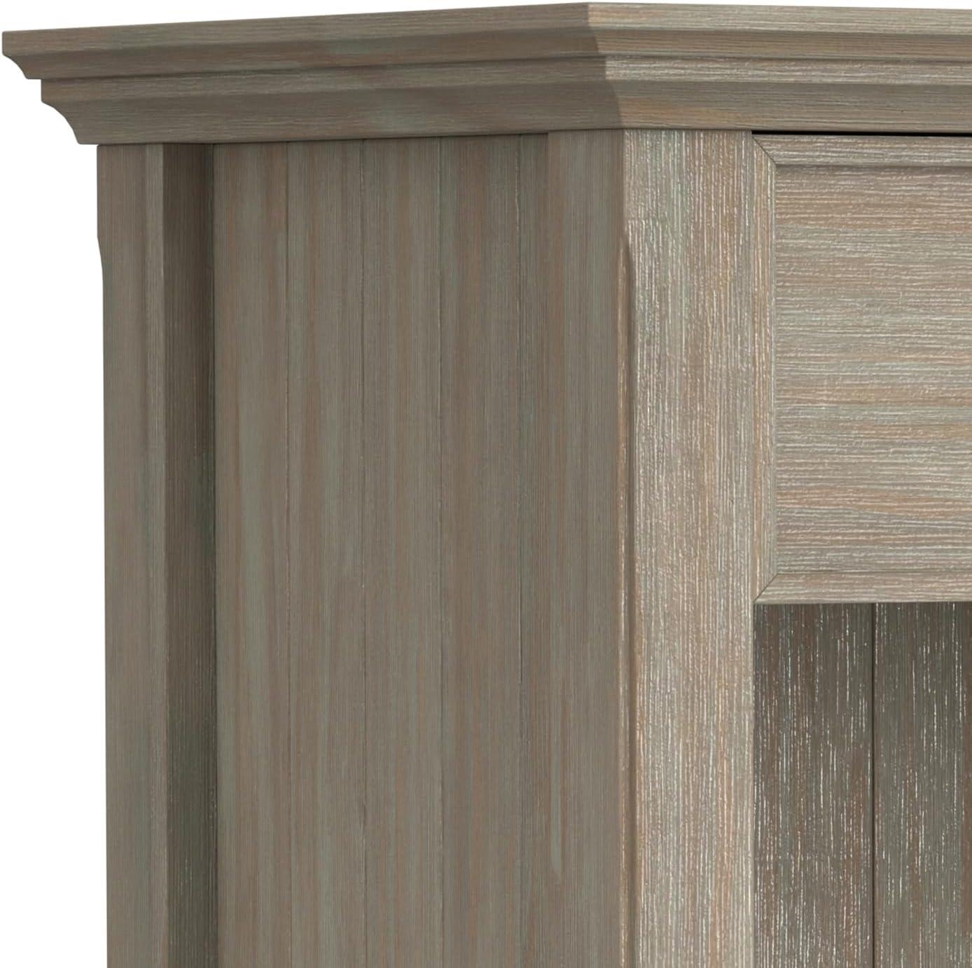 Distressed Grey Solid Pine 1-Drawer Bedside Table with Open Storage