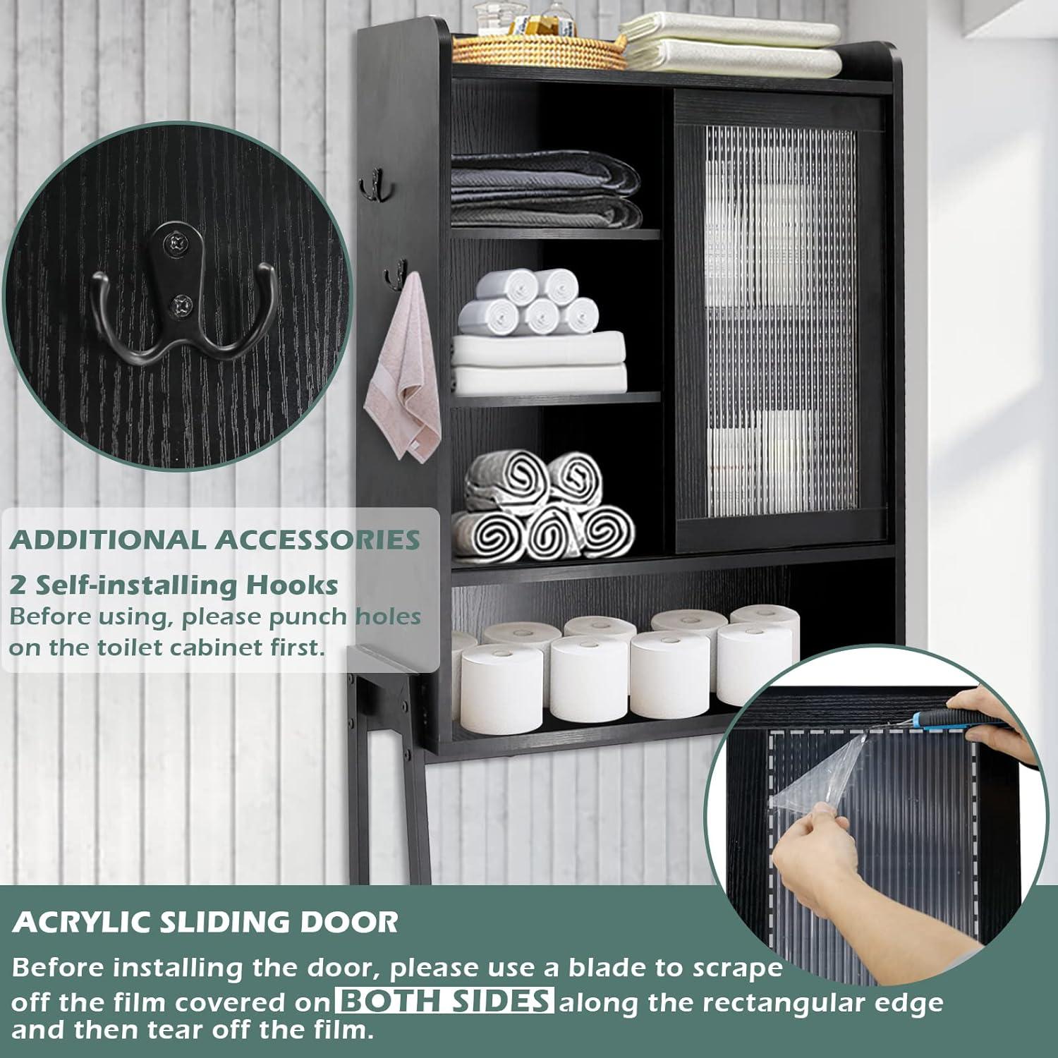 Freestanding Bathroom Toilet Above Storage Cabinet Storage Rack