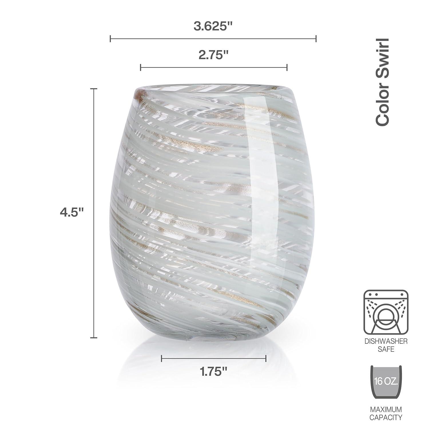 Mikasa Color Swirl 16 oz. Stemless Wine Glasses (Set of 4)