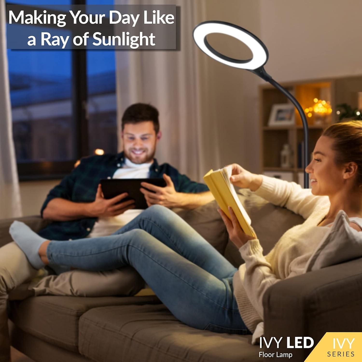 TW Lighting LED Floor Lamp for Living Room Bedroom Office Light Standing Lamps White