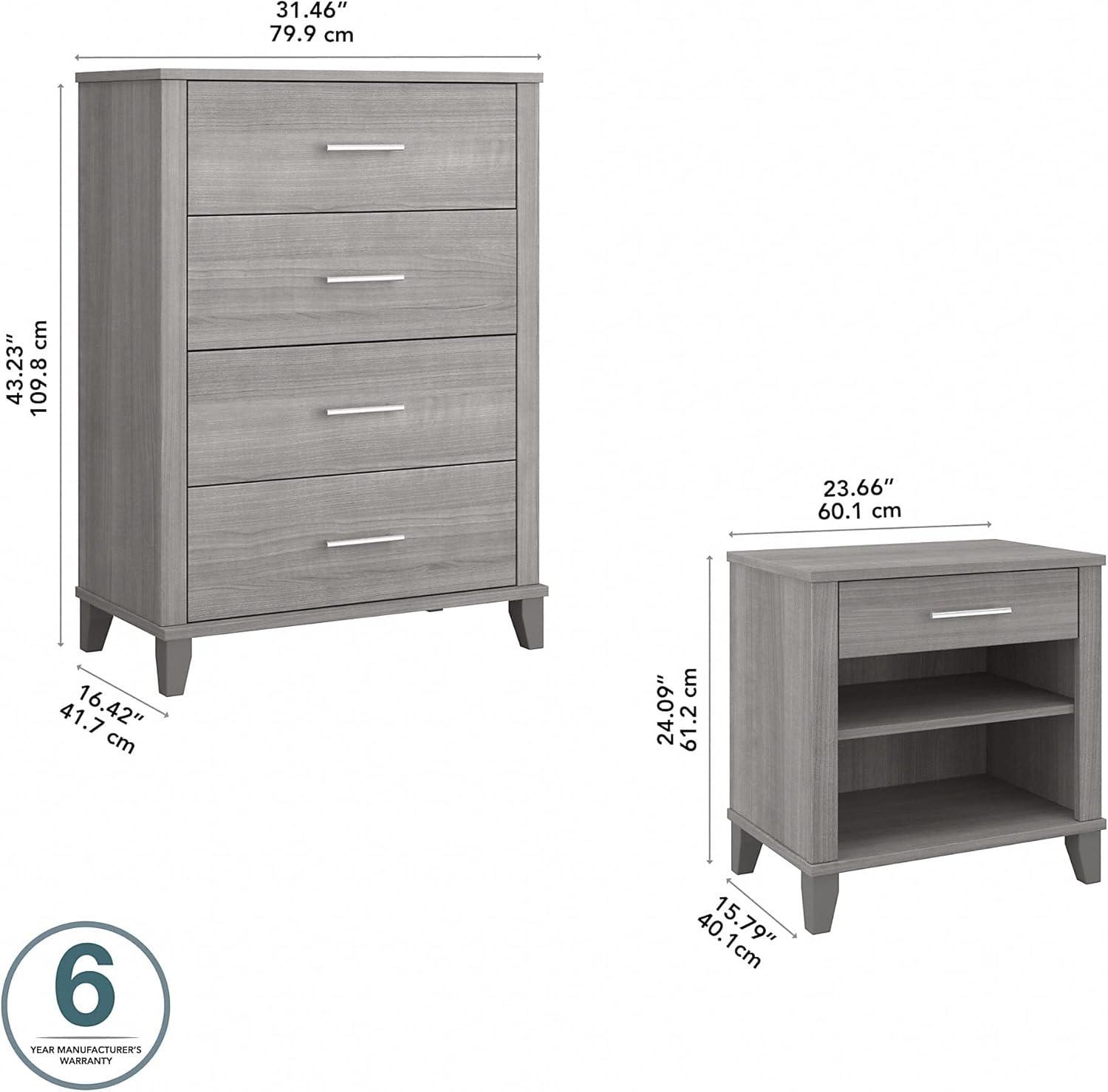 Somerset Platinum Gray Bedroom Set with Open-Safe Drawers