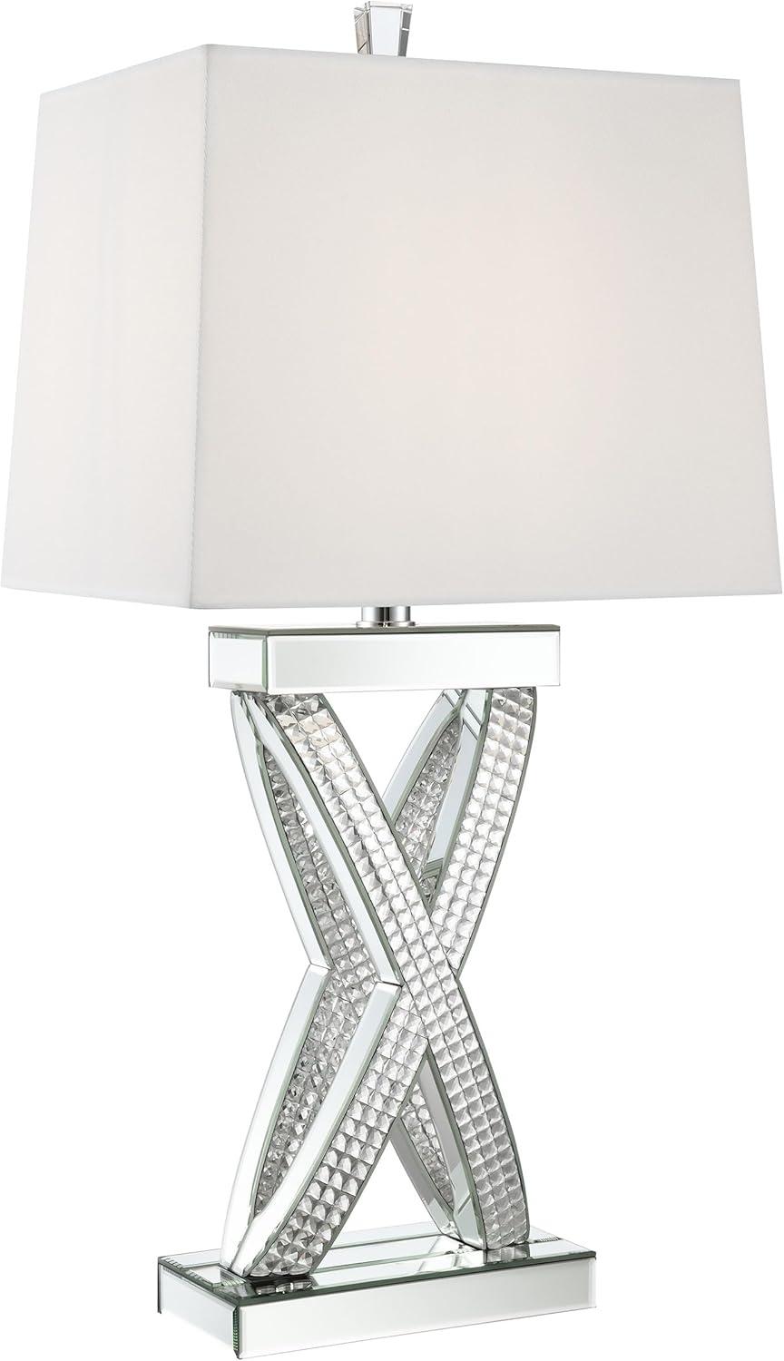 Coaster Contemporary Wood Table Lamp with Rectangle Shade in Mirrored