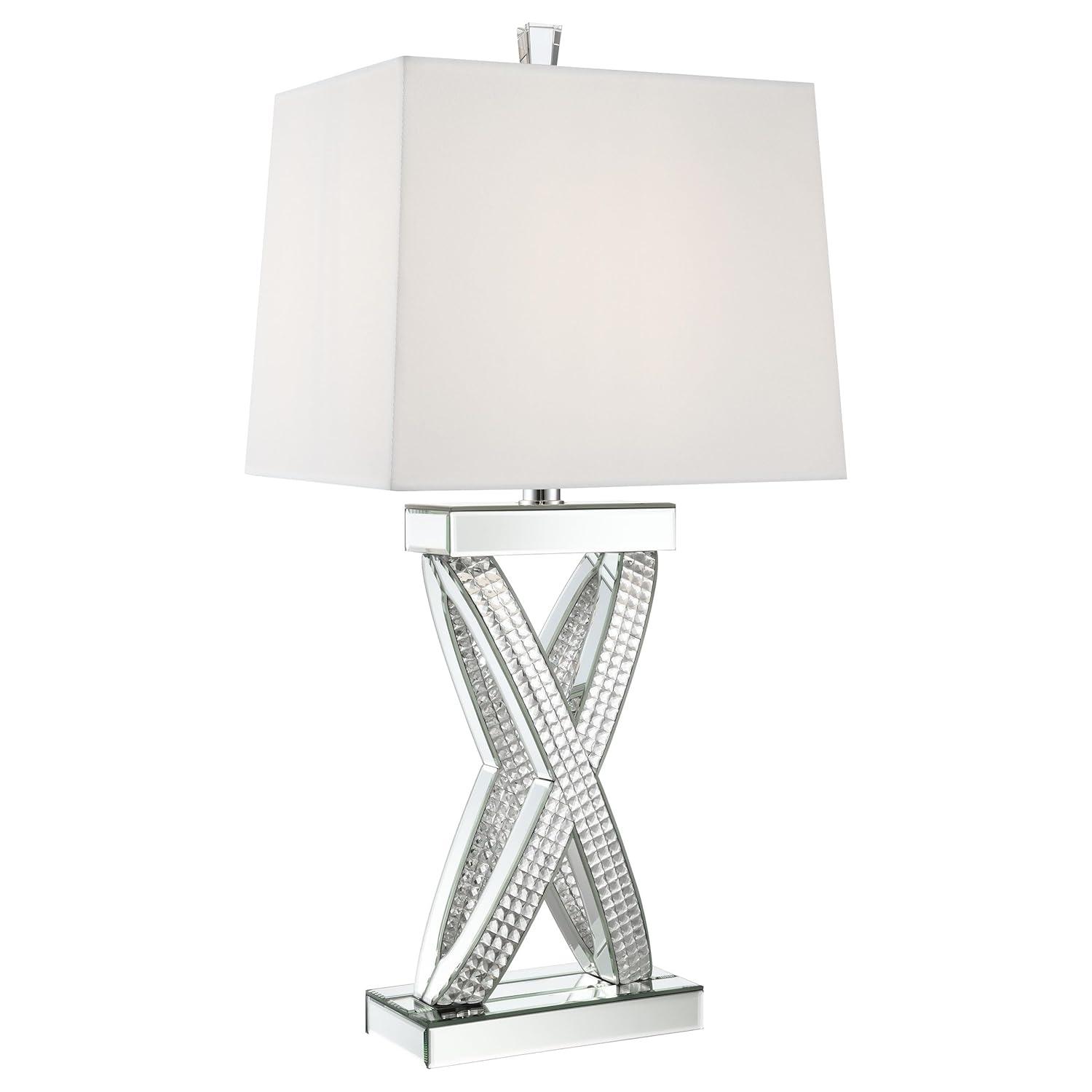 Coaster Contemporary Wood Table Lamp with Rectangle Shade in Mirrored