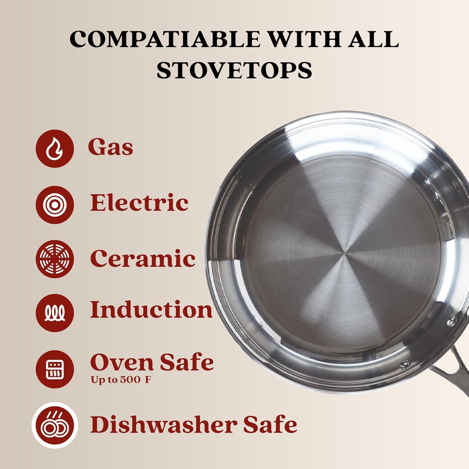 Alva Alva Chef Premium Stainless Steel Tri-Ply Frying Pan