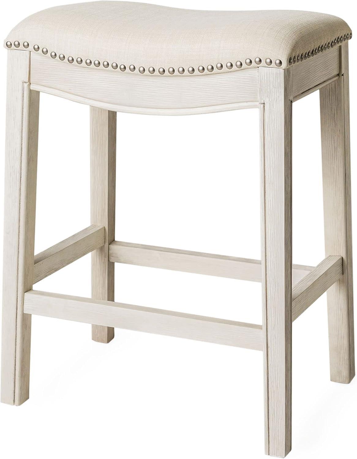 Maven Lane Adrien Upholstered Backless Saddle Kitchen Stool, Set of 3