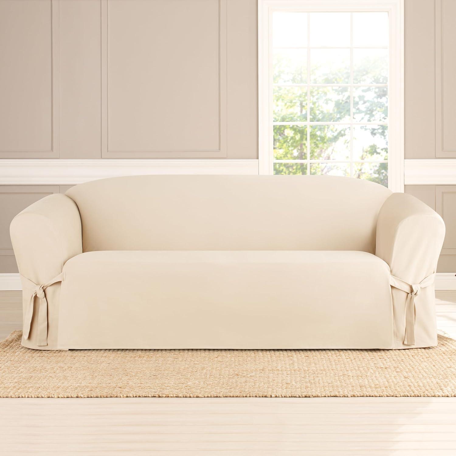 Sure Fit Cotton Box Cushion Sofa Slipcover