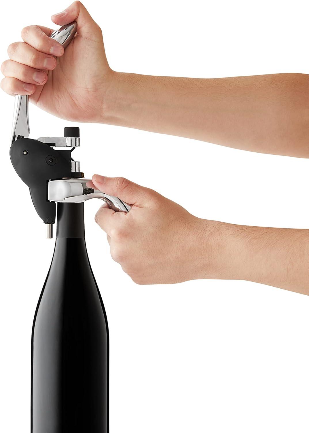 Houdini Houdini Corkscrew Wine Opener, Includes Foil Cutter and Extra Spiral, Black