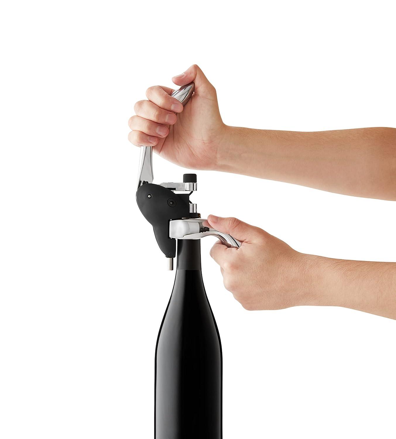 Houdini Houdini Corkscrew Wine Opener, Includes Foil Cutter and Extra Spiral, Black