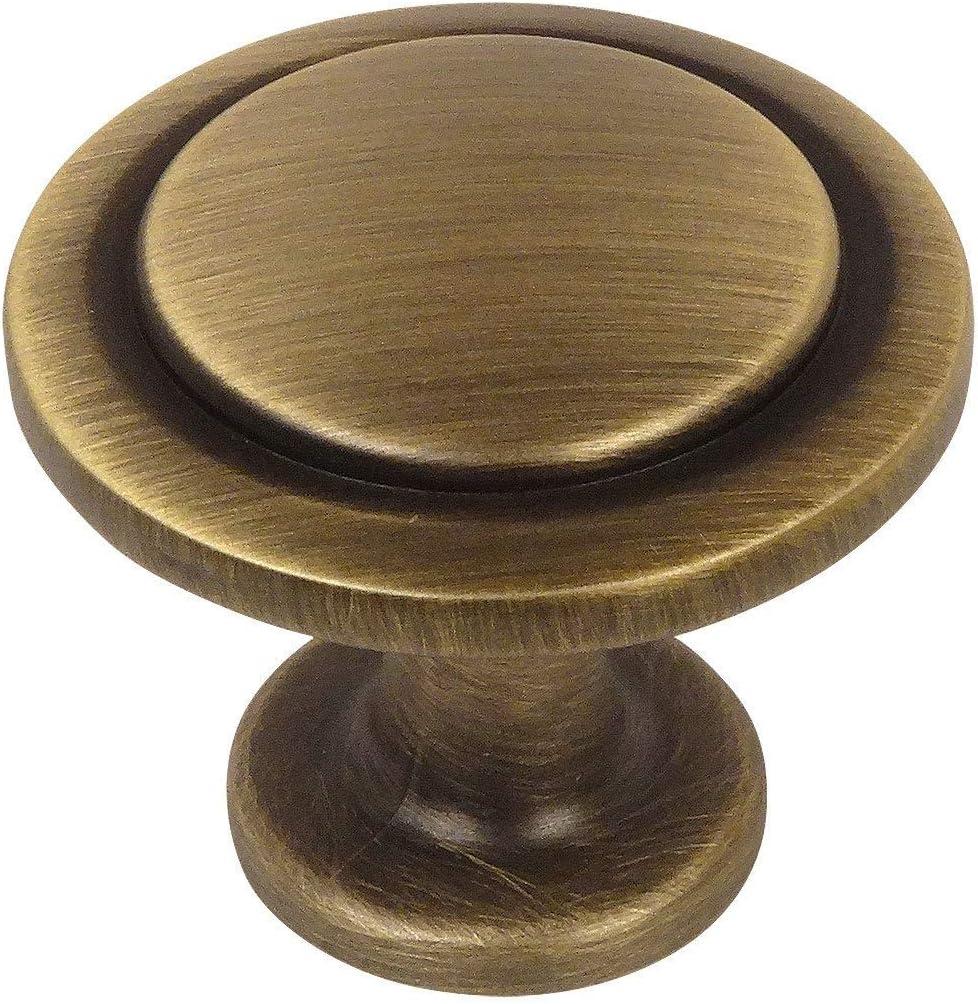 Cosmas 5560BAB Brushed Antique Brass Cabinet Hardware Round Knob - 1-1/4" Diameter - 10 Pack