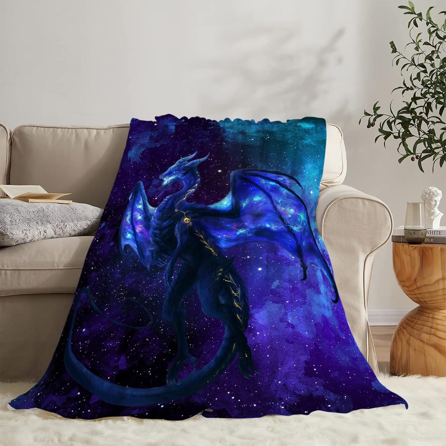 Blue Dragon Space Fleece Throw Blanket 40" x 50"