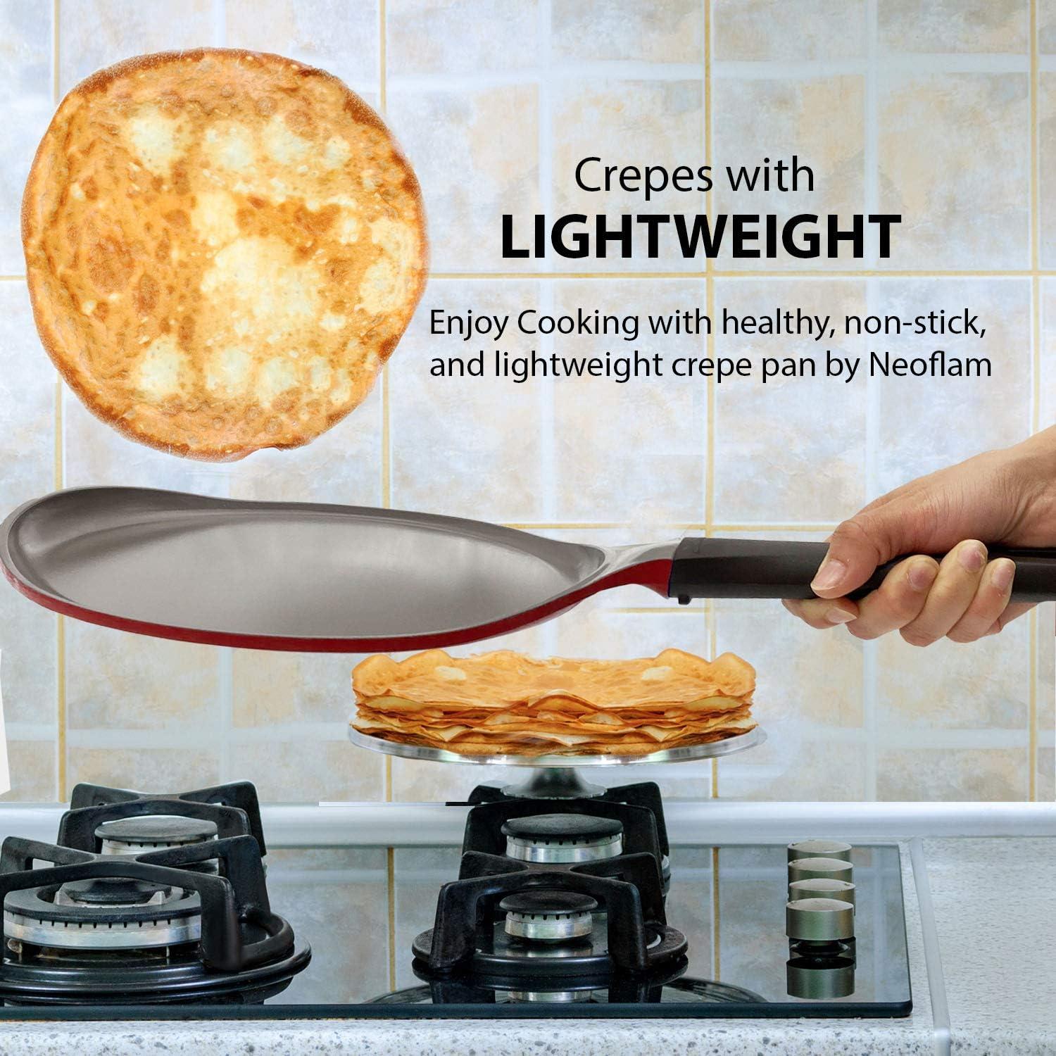 Crepe pan, Zhongpeng, Ceramic, Nonstick pan, 10 inch, Bakelite Handle, Tawa pan, Griddle, Pancake Maker, Skillet, Omelette, Tortilla, Roti, Naan, Dosa, Lightweight, PFOA , Red