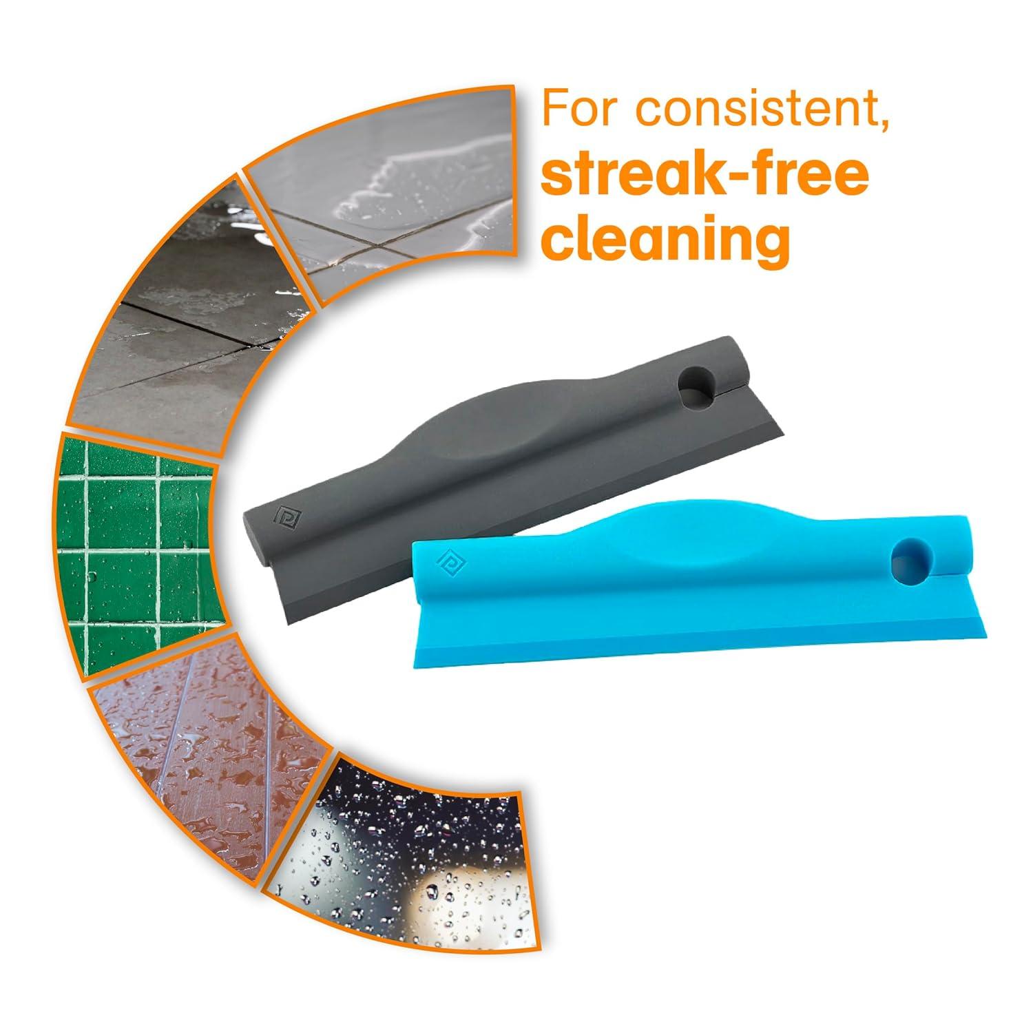 Polder Swipe Squeegee, Window Cleaner with Silicone Blade, Shower Squeegee with Flexible Handle, Ideal for Car, Kitchen, Bathroom, Shower Mirror, and More, Cleaning Supplies, Turquoise