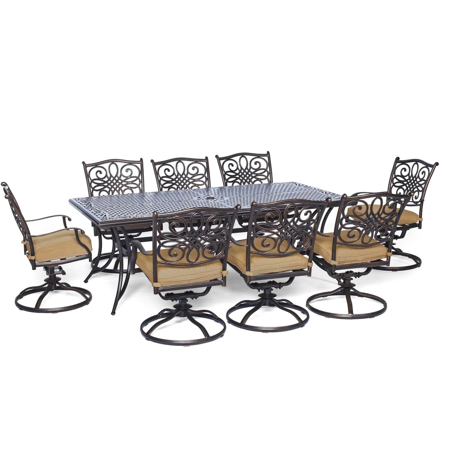 Hanover Traditions 9-Piece Dining Set with Eight Swivel Dining Chairs and a Large 84 x 42 in. Dining Table