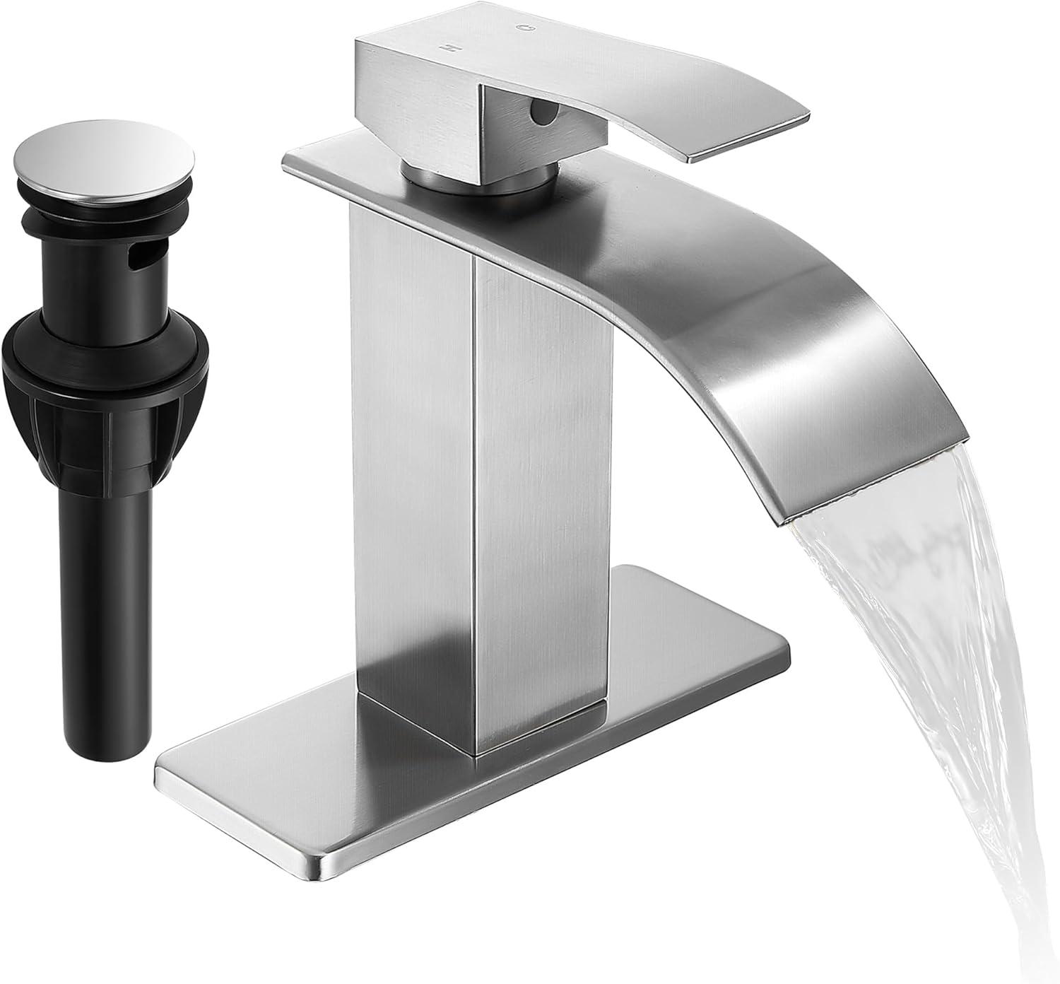 Waterfall Bathroom Faucet,Single Handle 1 Or 3 Hole Bathroom...