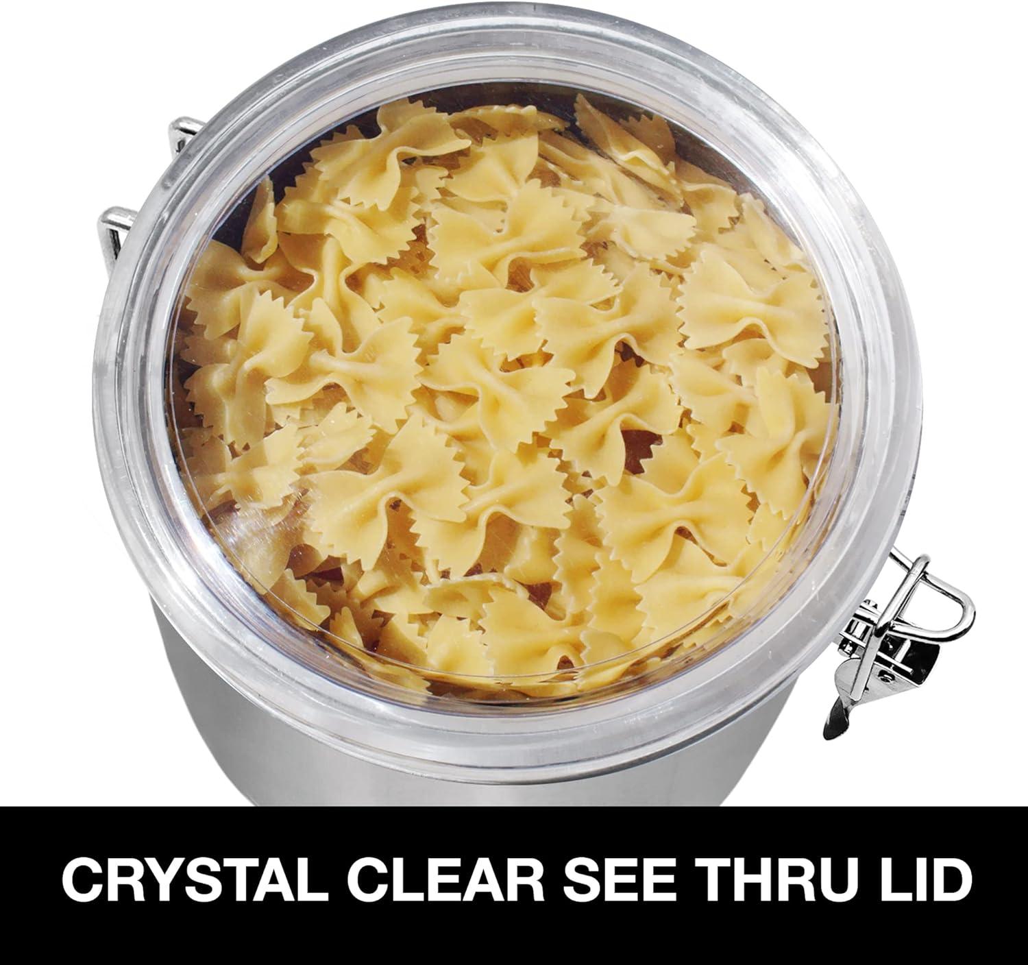 Jumbo Stainless Steel Clear Kitchen Canister with Airtight Lid