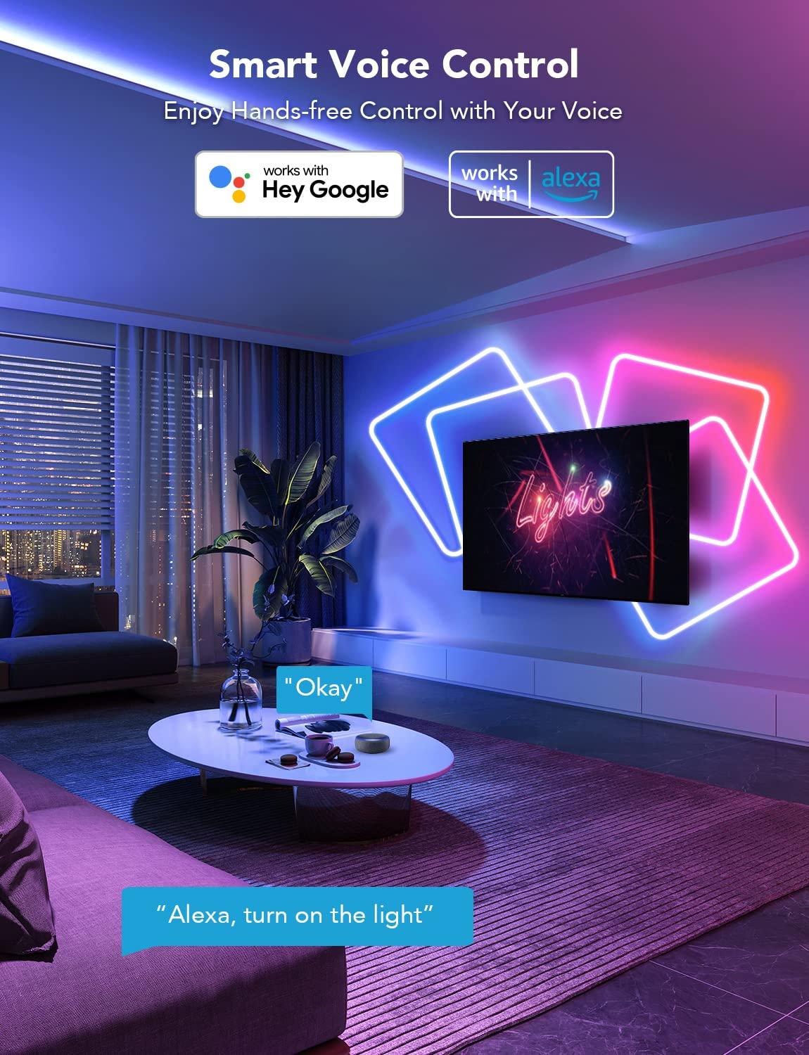 Govee RGBIC Neon Rope Light, 10ft LED Strip Lights, Music Sync, DIY Design, Works with Alexa, Google Assistant, Neon Lights for Gaming Room Living Bedroom Wall Decor (Not Support 5G WiFi)