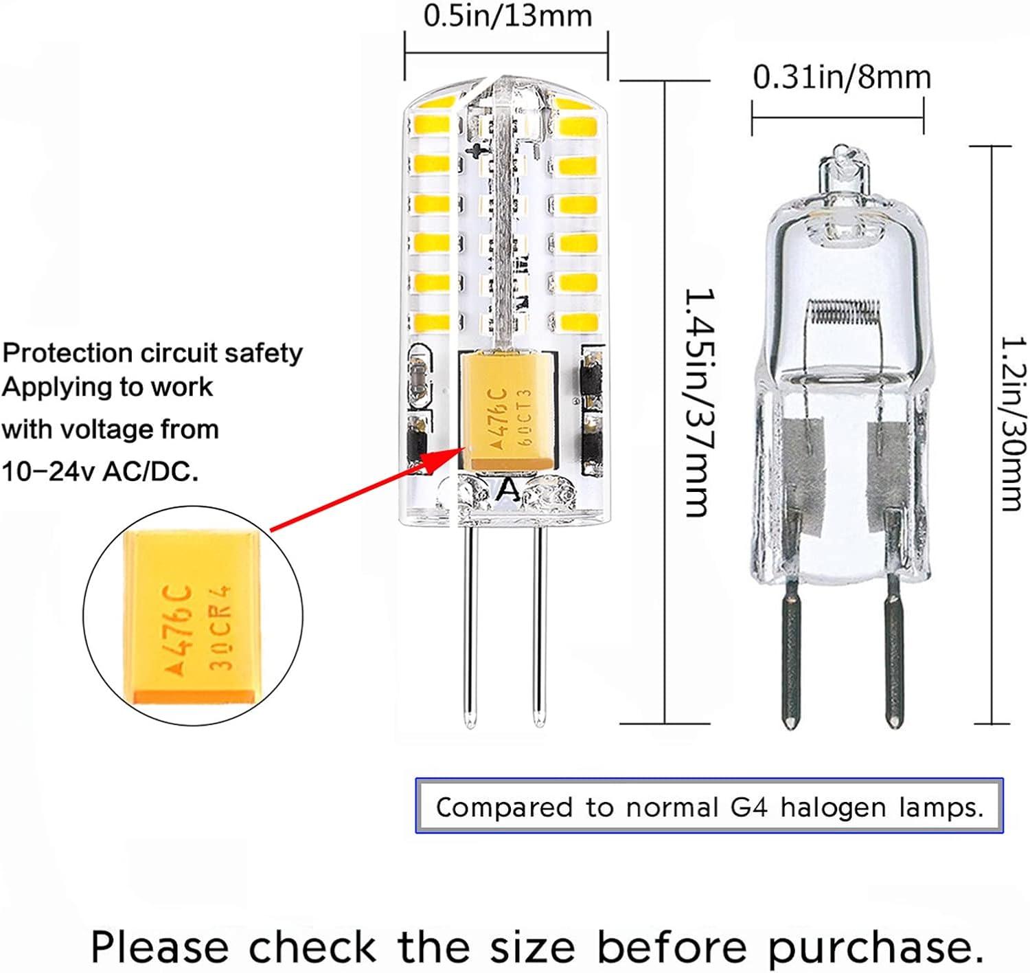 RAYHOO 10pcs G4 LED Bulbs JC Bi-Pin Base Light Bulbs 3W AC/DC 12V 20W-30W T3 Halogen Bulb Replacement Landscape Bulbs(Warm White 3000K)