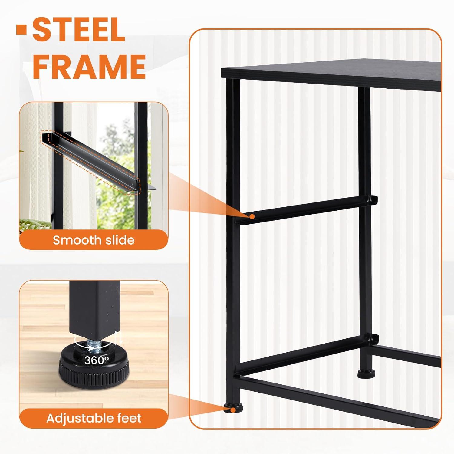 CONCETTA Cómoda de Tela 2, Mesita de Noche Ajustable de 20 Pulgadas con Cajones para Dormitorio, Entrada, Armario, Negro