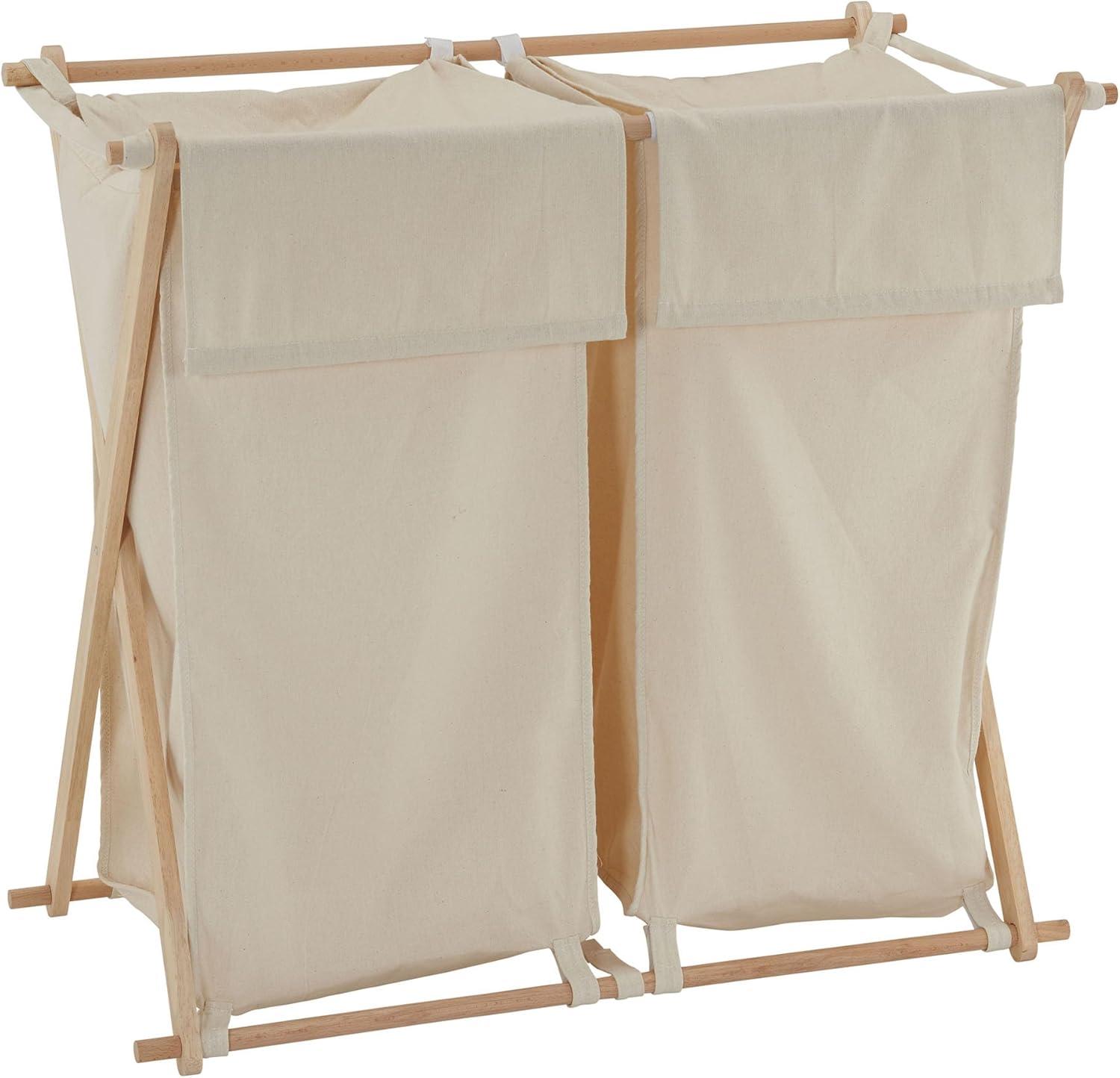 X-Frame Bamboo Hamper, Washable Liner and Bamboo Frame, Natural