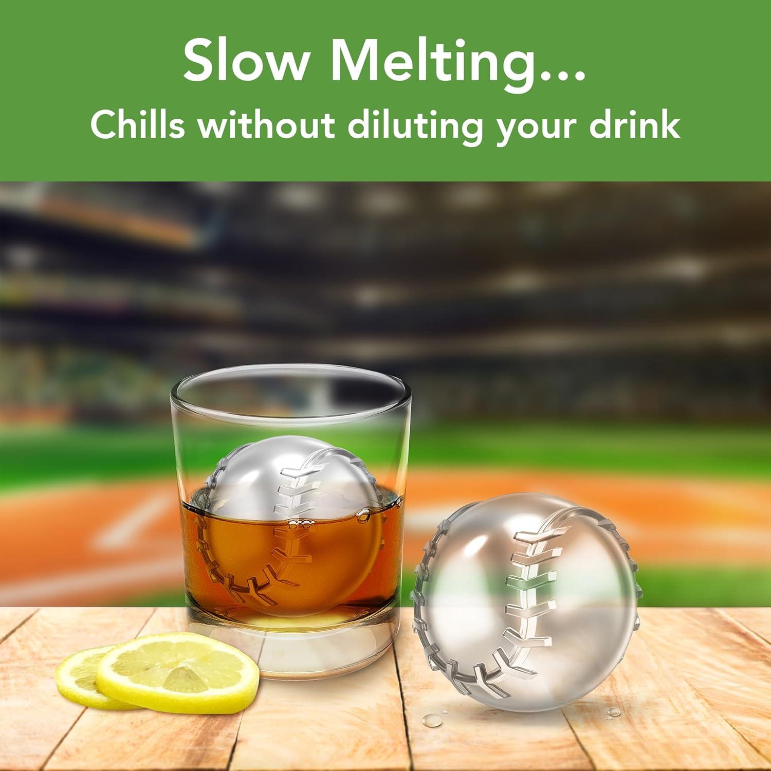 Tovolo Silicone Ice Mold, Baseball Large Ice Molds for Cocktail Drinks, 2 Pack