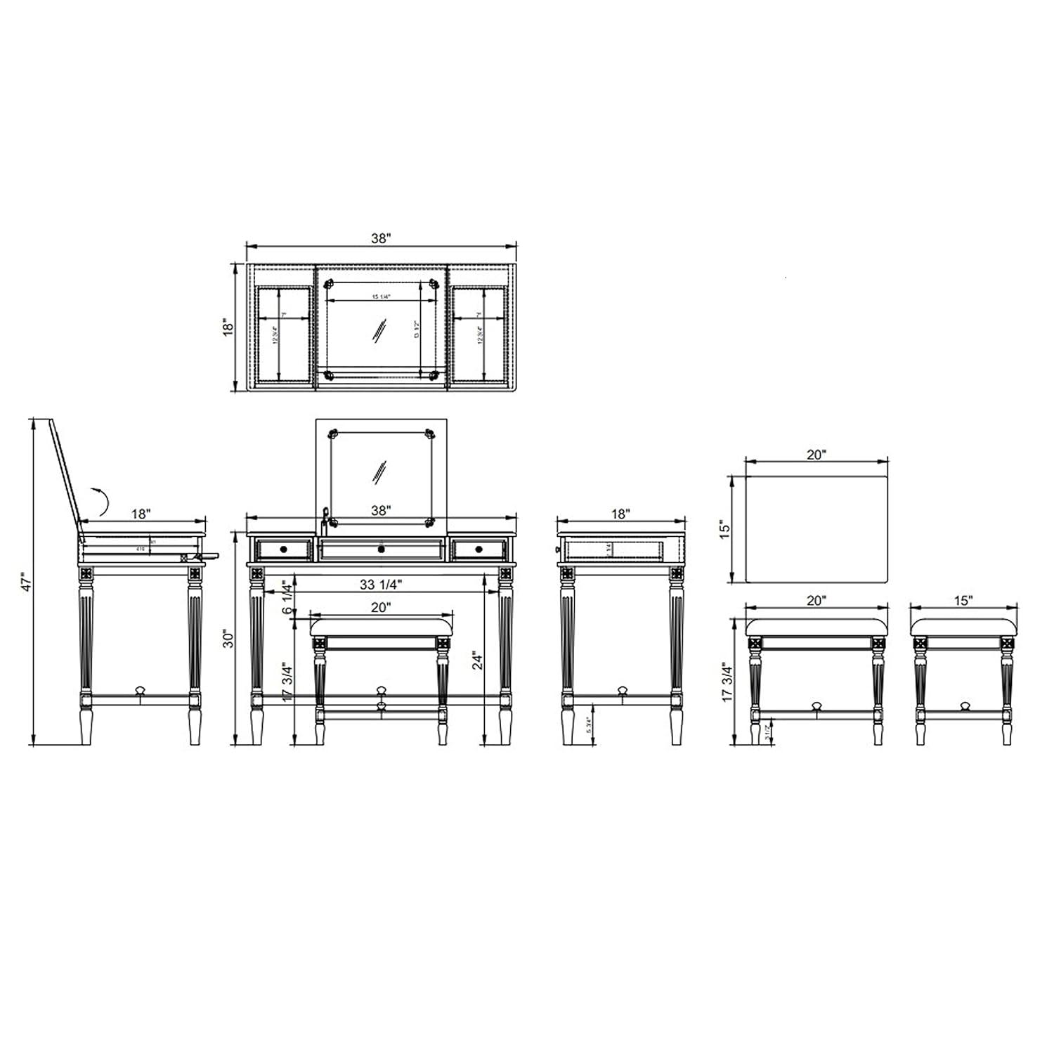 Kelly Clarkson Home June Natural Two Drawer Flip Top Vanity Set with Stool