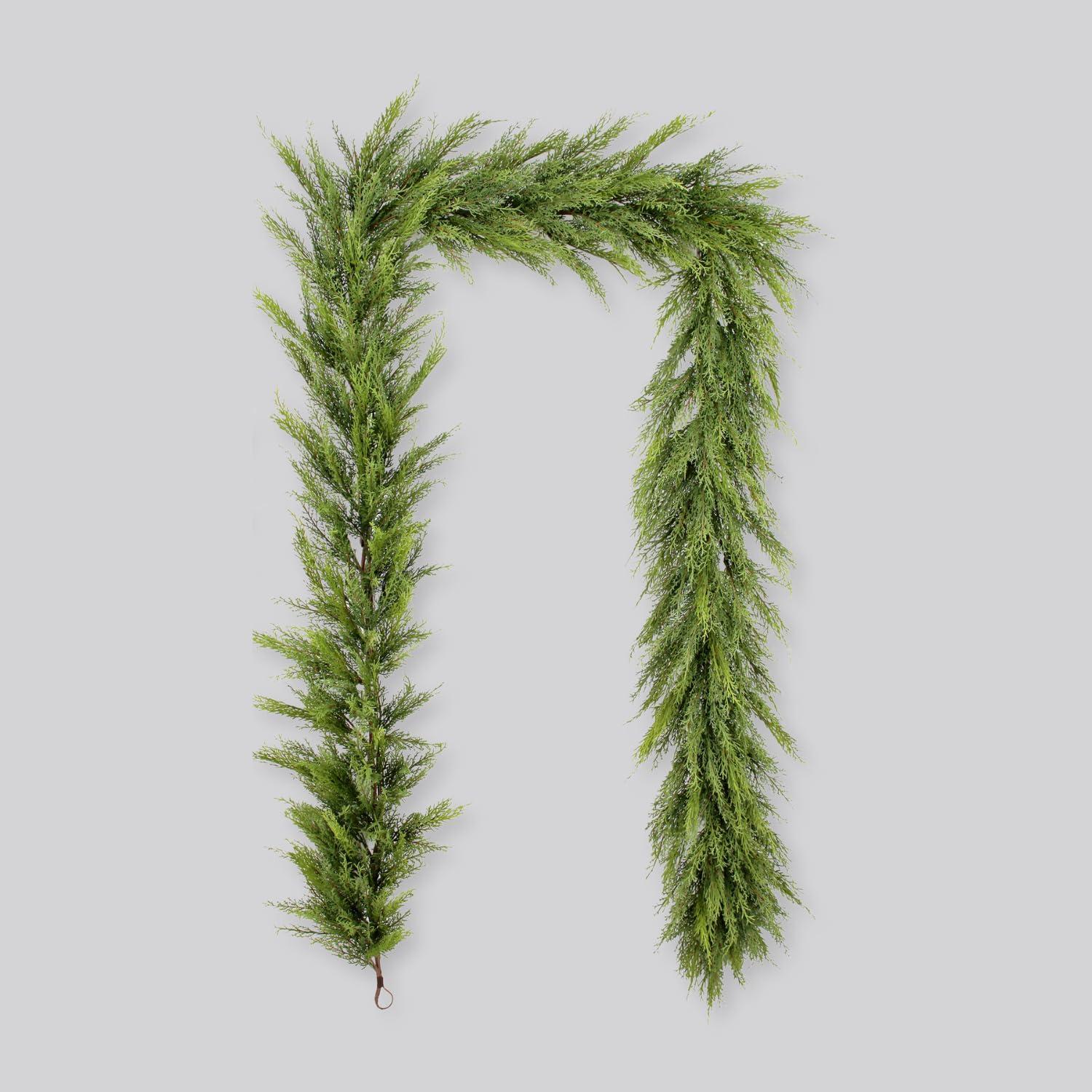 9' Green Faux Cedar Christmas Garland Runner