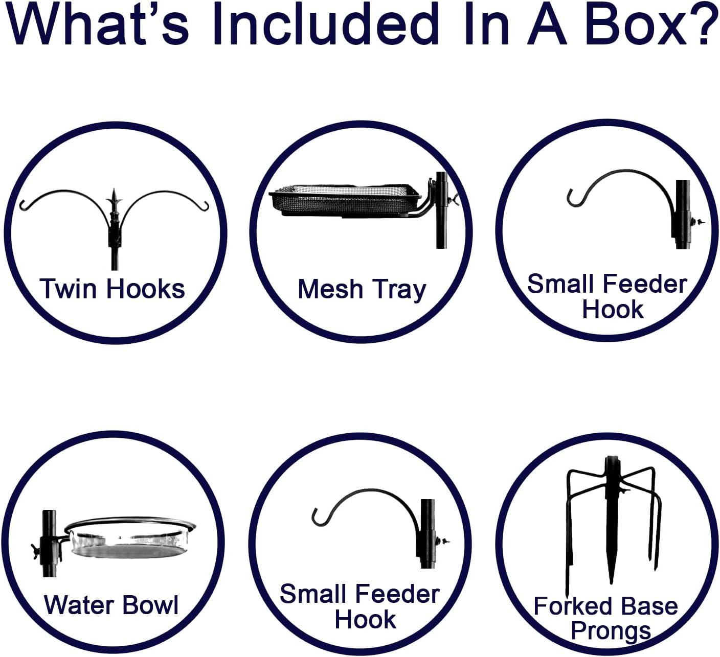 Ashman Online Deluxe Rustproof Bird Feeding Station with Suet Cage, Water Dish, Hanging Kit, Black