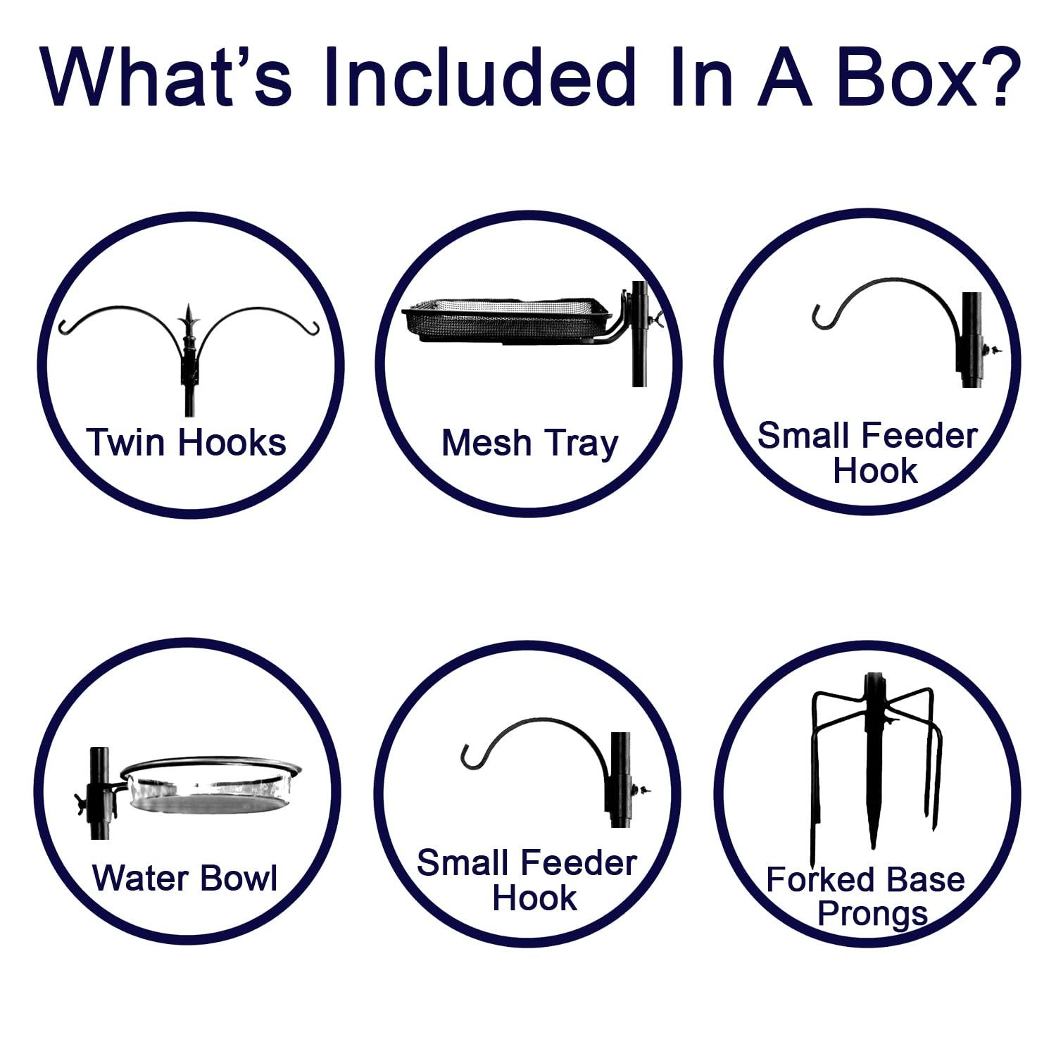 Ashman Online Deluxe Rustproof Bird Feeding Station with Suet Cage, Water Dish, Hanging Kit, Black