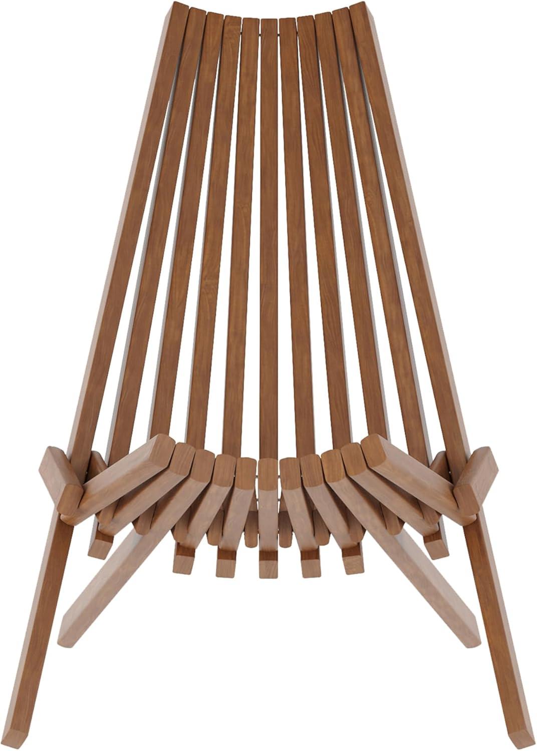 Flash Furniture Delia Commercial Grade Indoor/Outdoor Folding Acacia Wood Chair, Low Profile Lounge for Patio, Porch, Garden, Brown