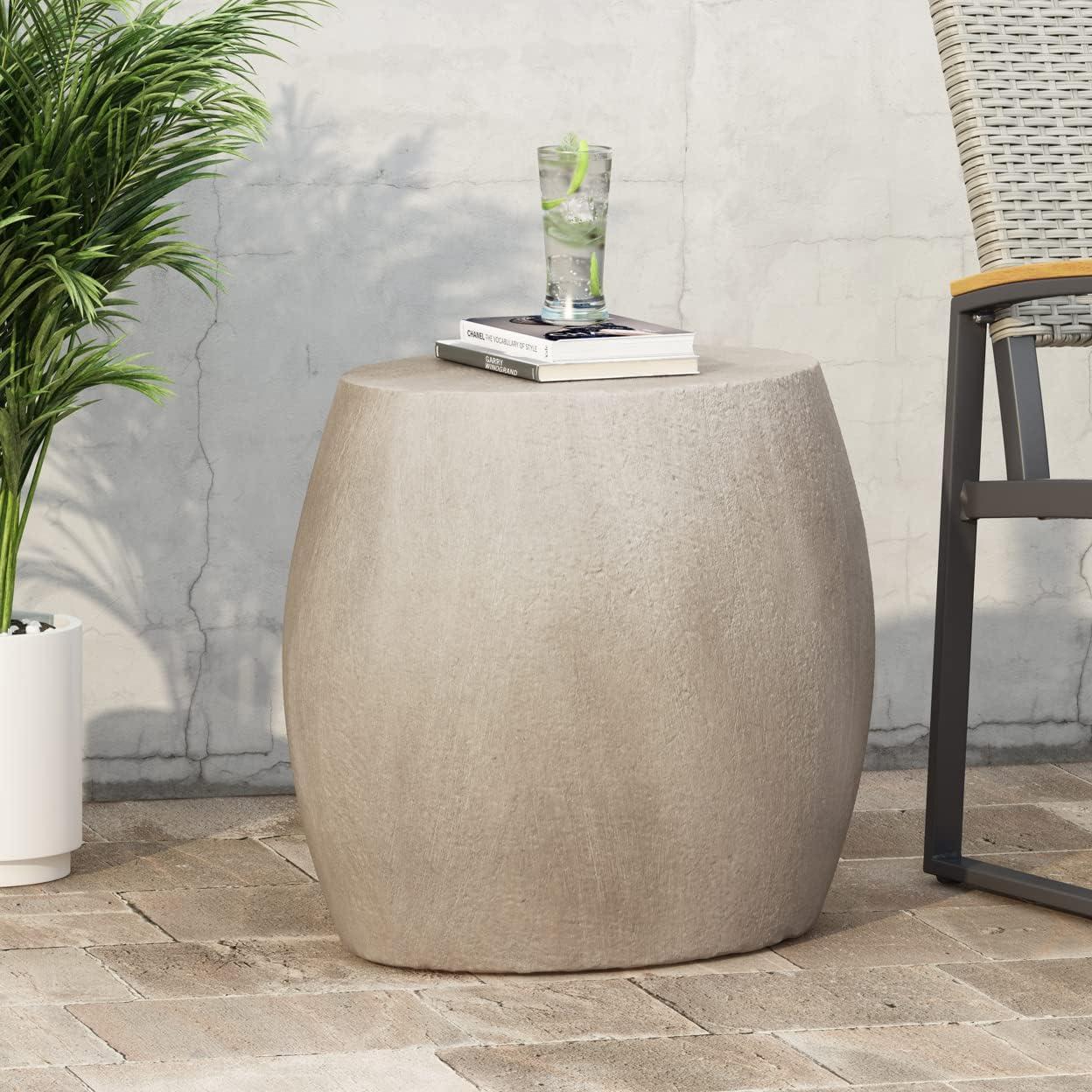 Christopher Knight Home Edmonton Patio Stone Side Table Light Gray