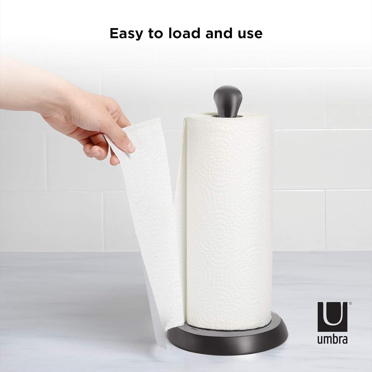 Umbra Tug Paper Towel Holder with Weighted Base, 13.5 Inch, Black