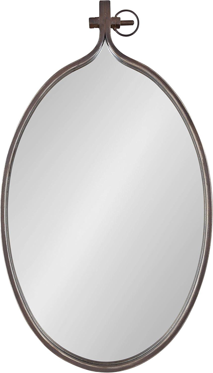 Kate and Laurel Yitro Rustic Oval Metal Framed Wall Mirror, 20 x 34, Rustic Metal, Chic Industrial Accent Mirror for Wall