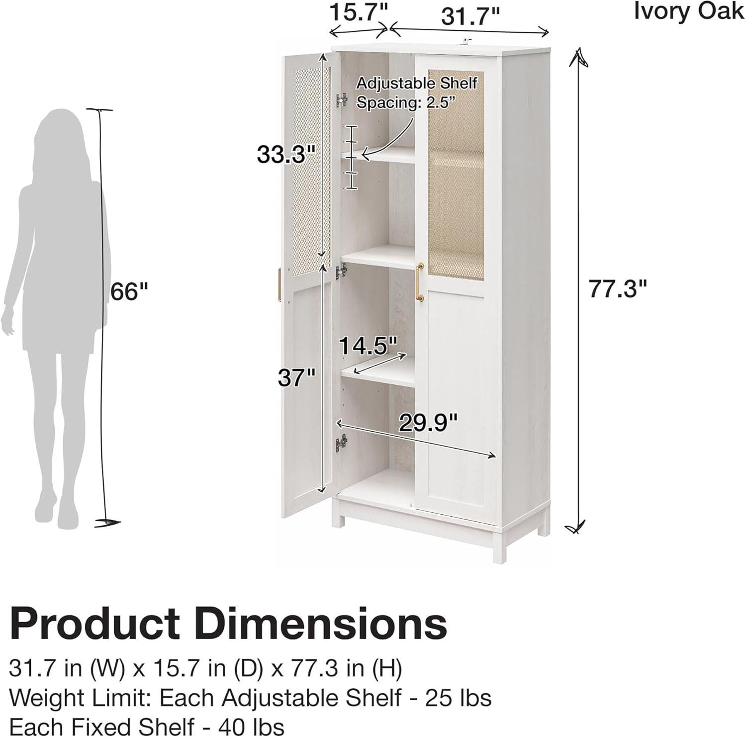 Tess 2 Door Wide Storage Cabinet with Modular Storage Ivory Oak - Mr. Kate: MDF Construction, 4 Adjustable Shelves