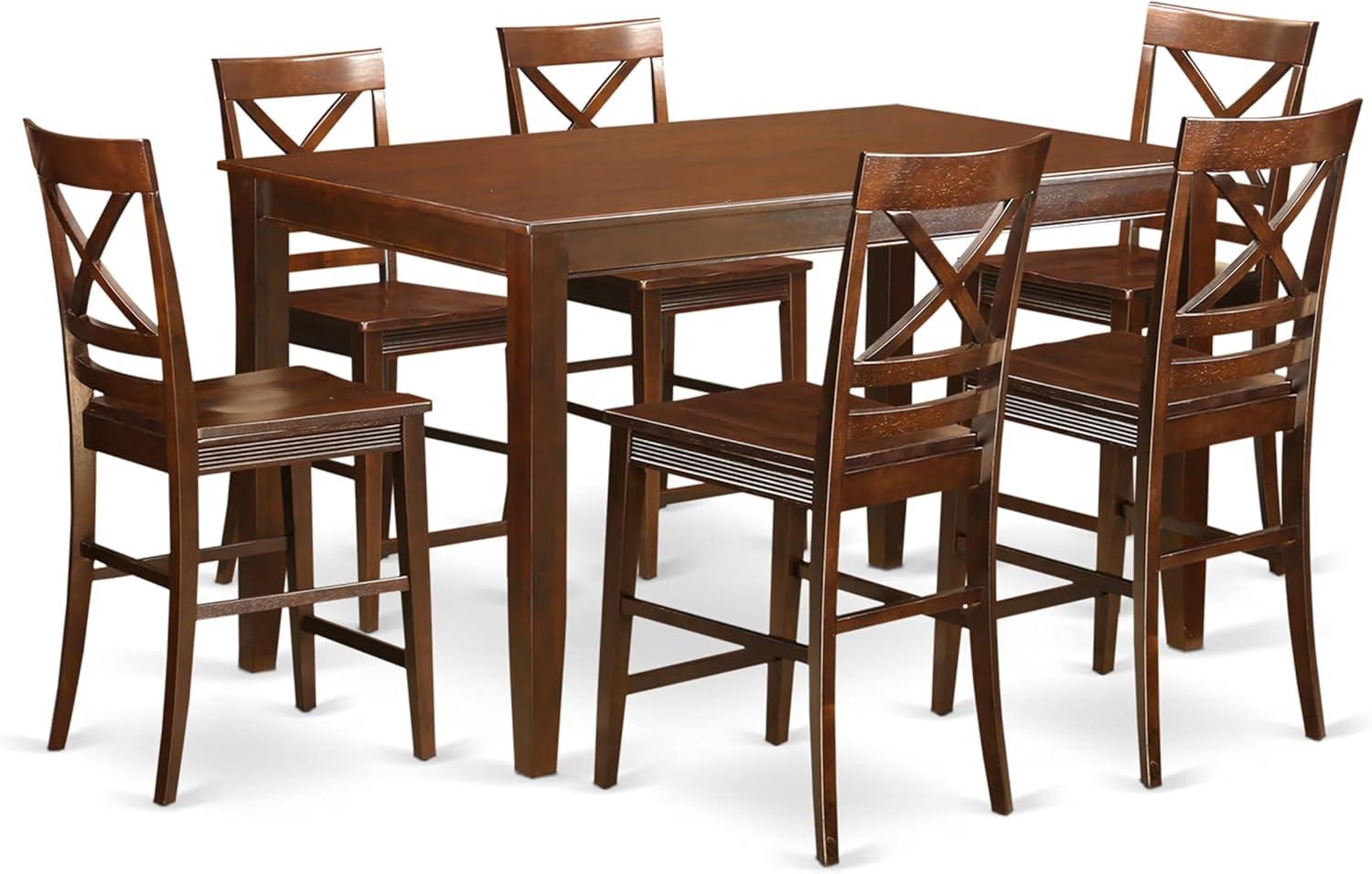 Mahogany 7-Piece Cross Back Counter Height Dining Set