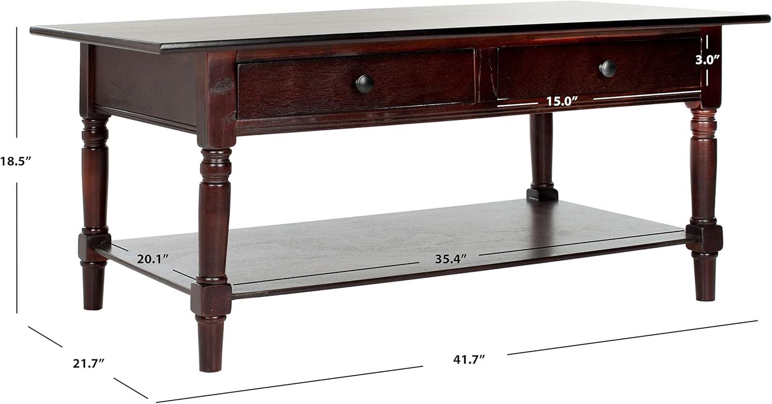 Boris 2 Drawer Coffee Table - Dark Cherry - Safavieh
