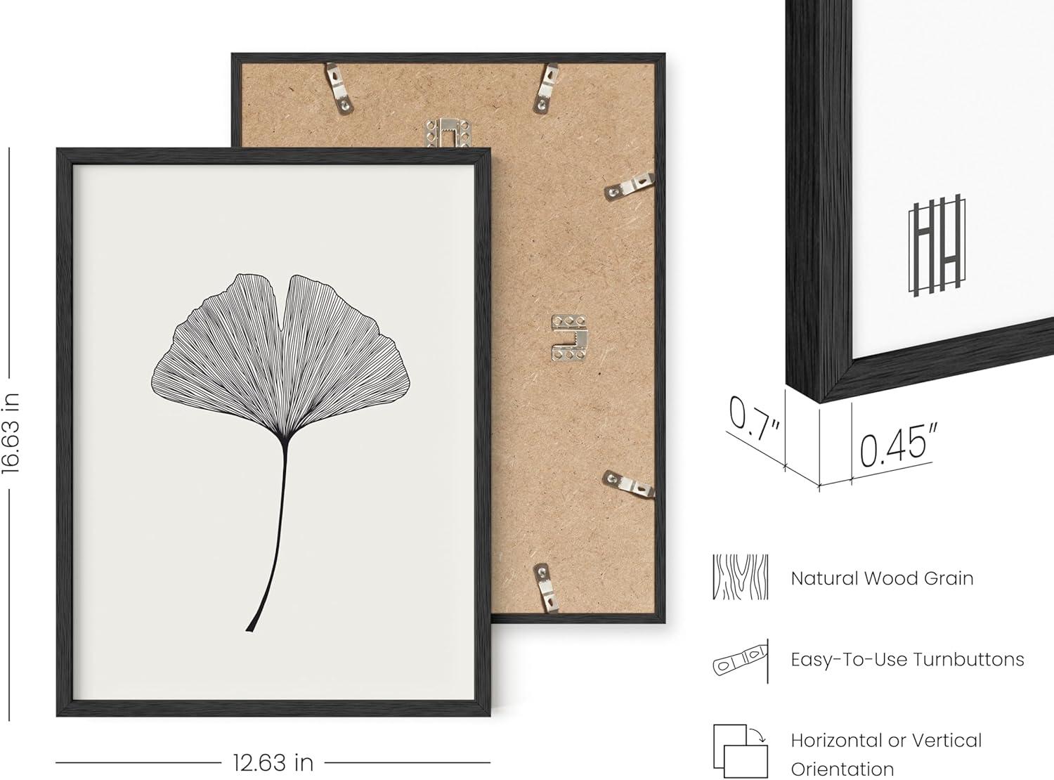 Haus and Hues Ginkgo Leaf Decor - Modern Japanese Gingko Lead Framed Print, Modern Wall Art Black and White Art, Leaf Wall Art Neutral Artwork, Modern Framed Wall Art Neutral (12x16 Framed Black)