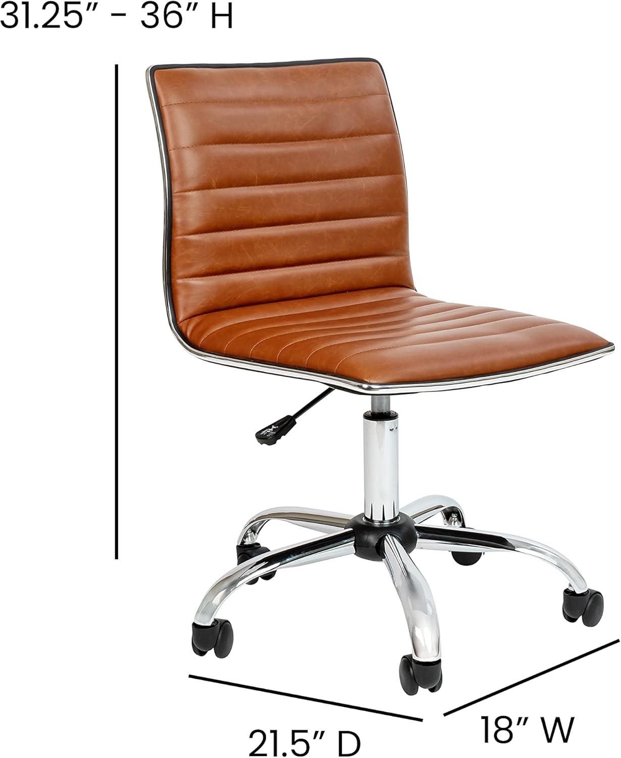 Flash Furniture Merchiston Low-Back Modern Ribbed Upholstered Vinyl Swivel Desk Chair by Flash Furniture