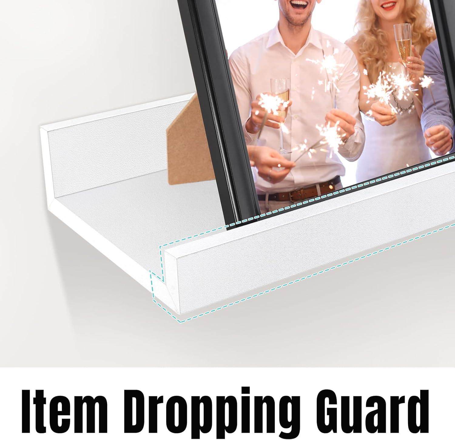 Floating Shelves for Wall Storage Set of 4, 48 Inch Picture Ledge Shelf, White Wall Shelves with Lip for Kitchen, Bedroom, Bathroom, and Living Room