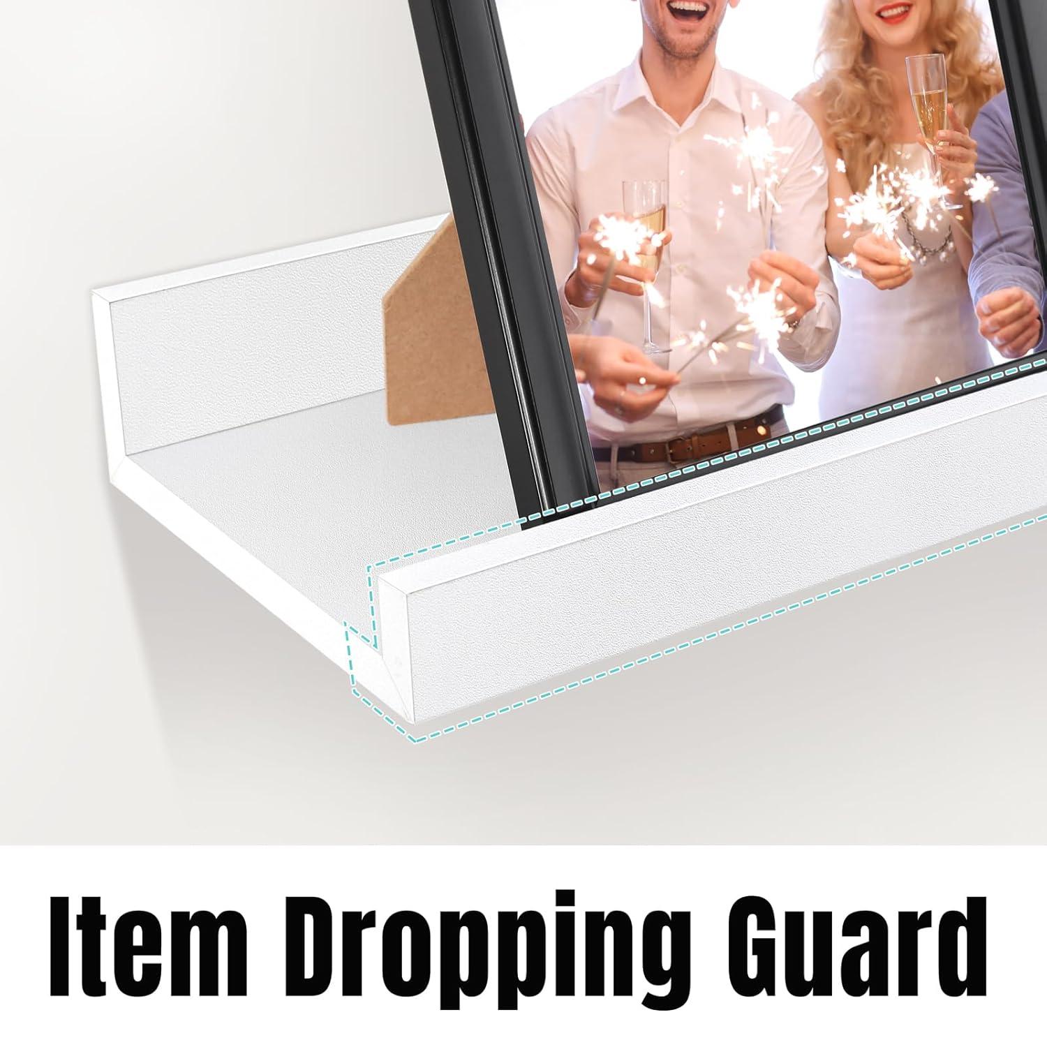 Floating Shelves for Wall Storage Set of 4, 48 Inch Picture Ledge Shelf, White Wall Shelves with Lip for Kitchen, Bedroom, Bathroom, and Living Room