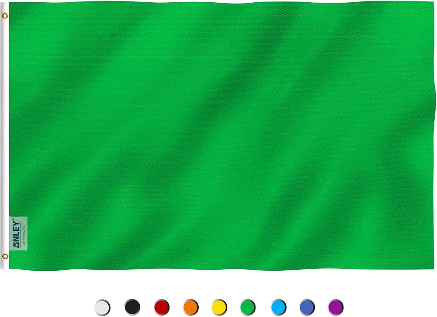 Solid Green 3x5 Foot Polyester Flag with Brass Grommets