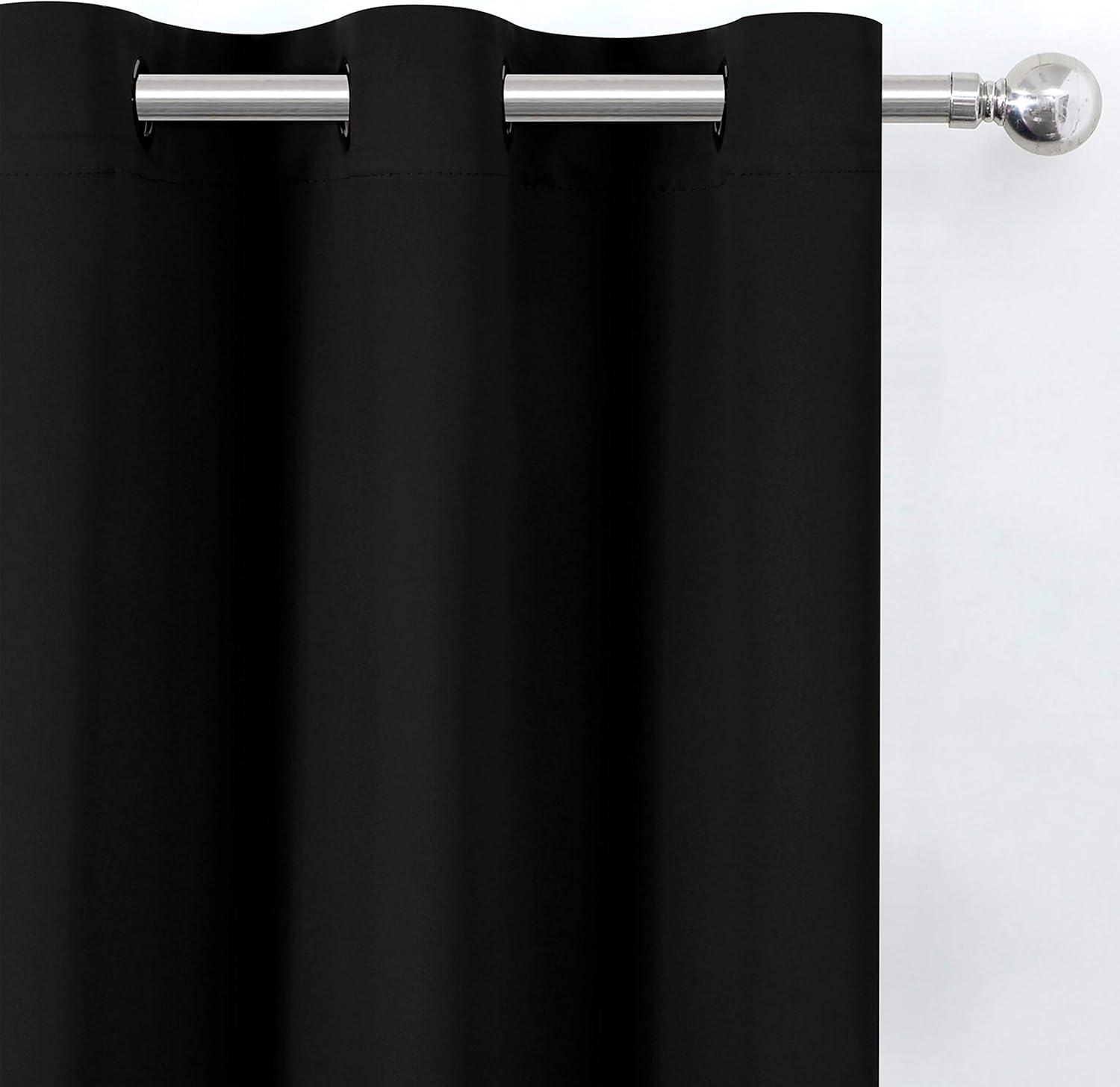 Black Polyester Blackout Grommet Curtains 38 x 54 Inch Set