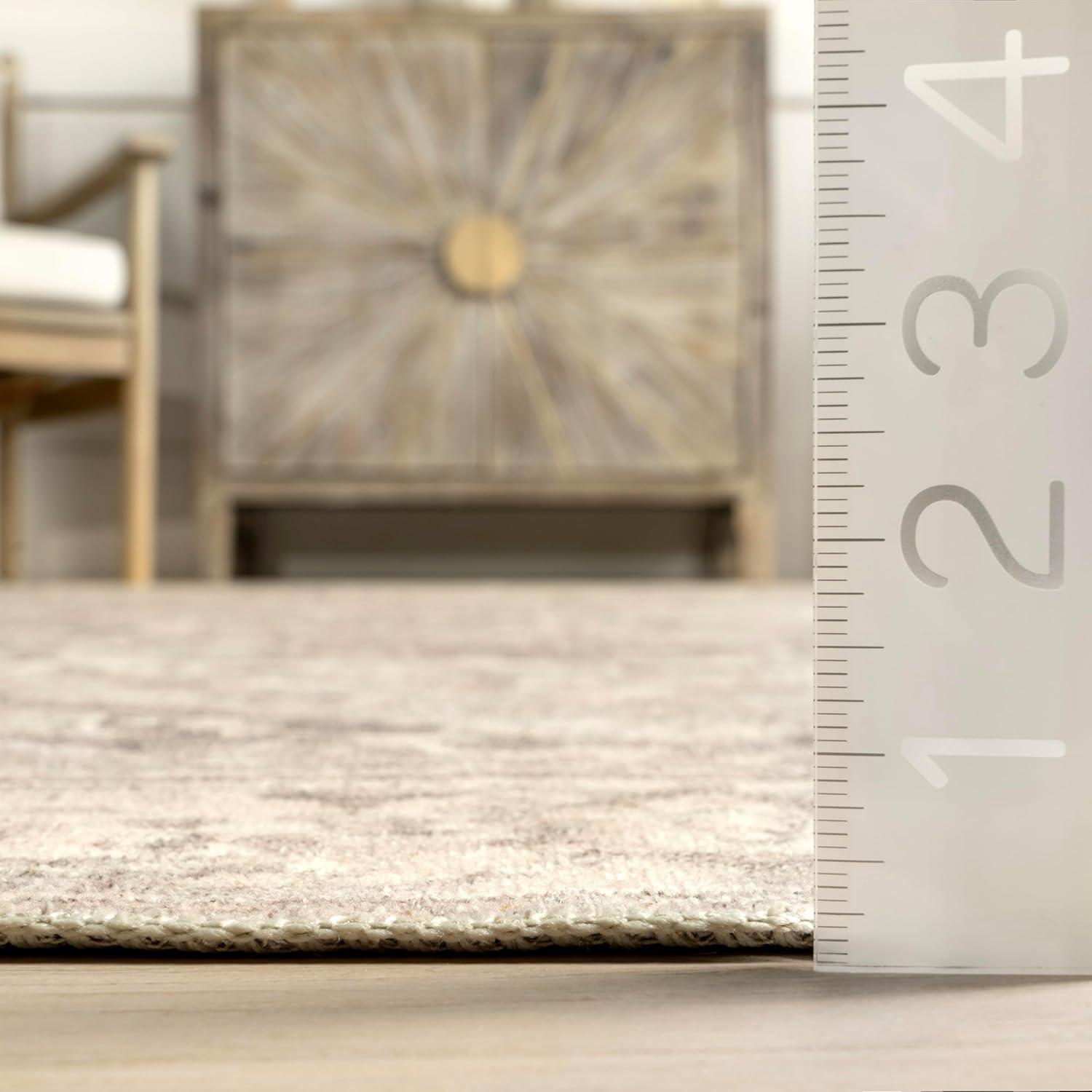 Nuloom 6 Round Machine Washable Rain Haven Vintage Medallion Indoor Area Rug, Grey Non-Slip Backing, Stain Resistant,  BedroomLiving Room, Kitchen