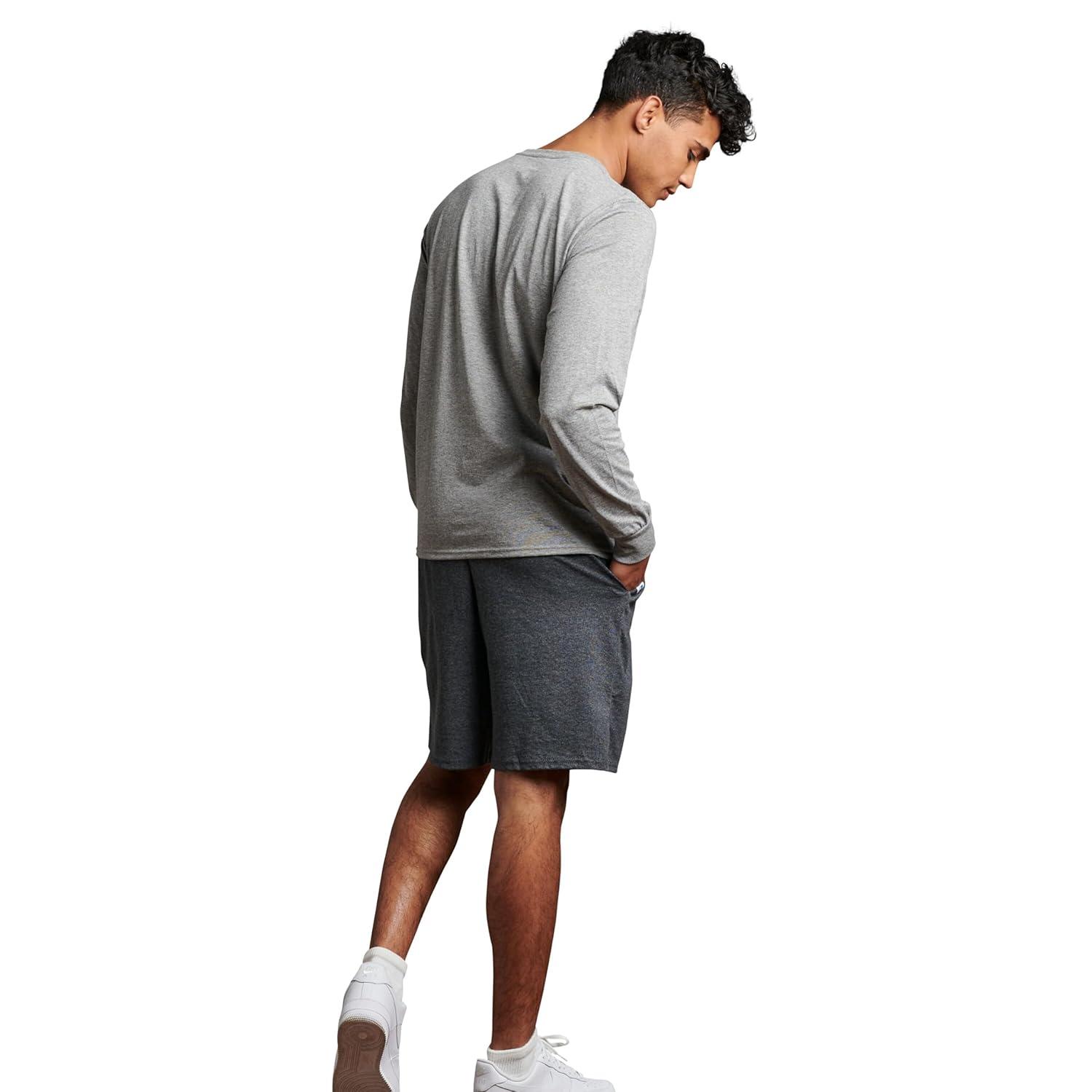 Russell Athletic Men's and Big Men's 9-10" Cotton Shorts with Pockets and Adjustable Waist, Sizes S-4XL