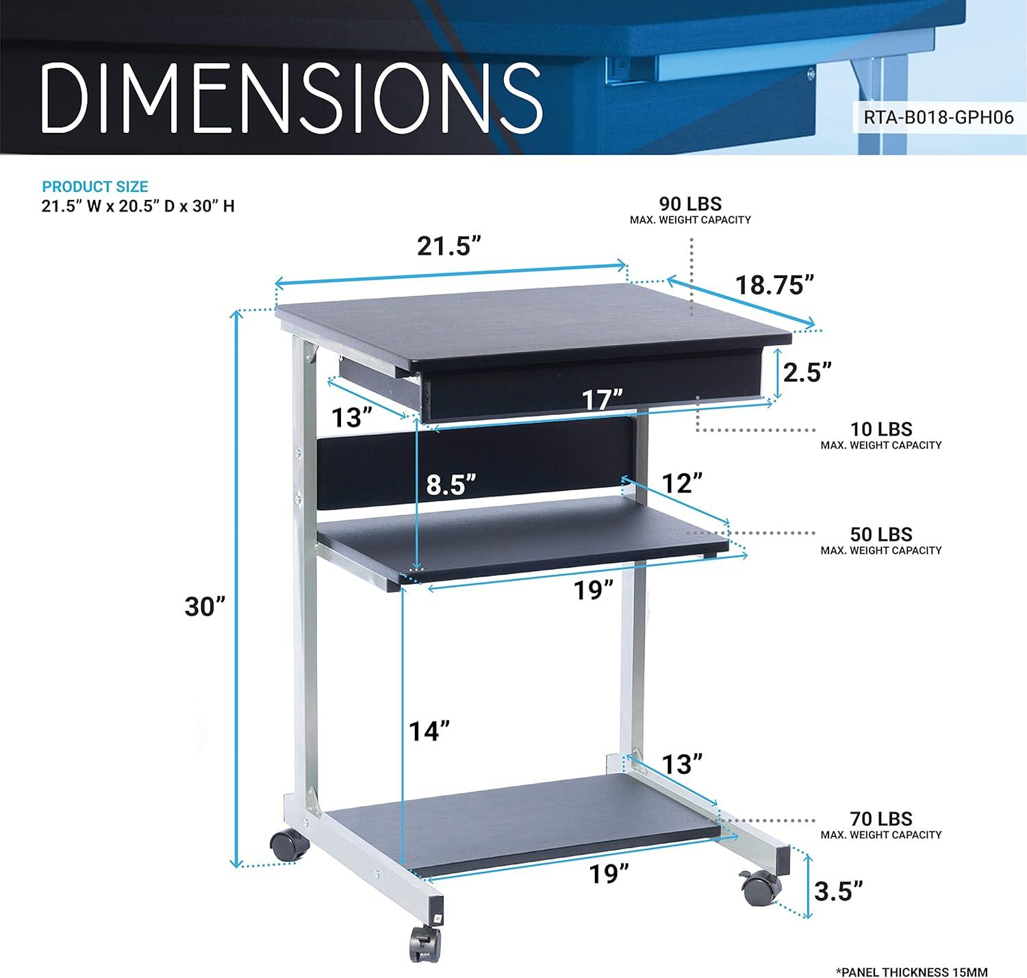 Techni Mobili 30.5'' H x 20.47'' W Laptop/Tablet Storage Cart with Wheels