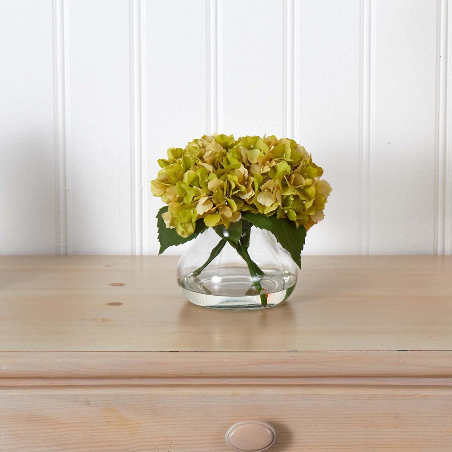 Nearly Natural Blooming Hydrangea with Vase Arrangement