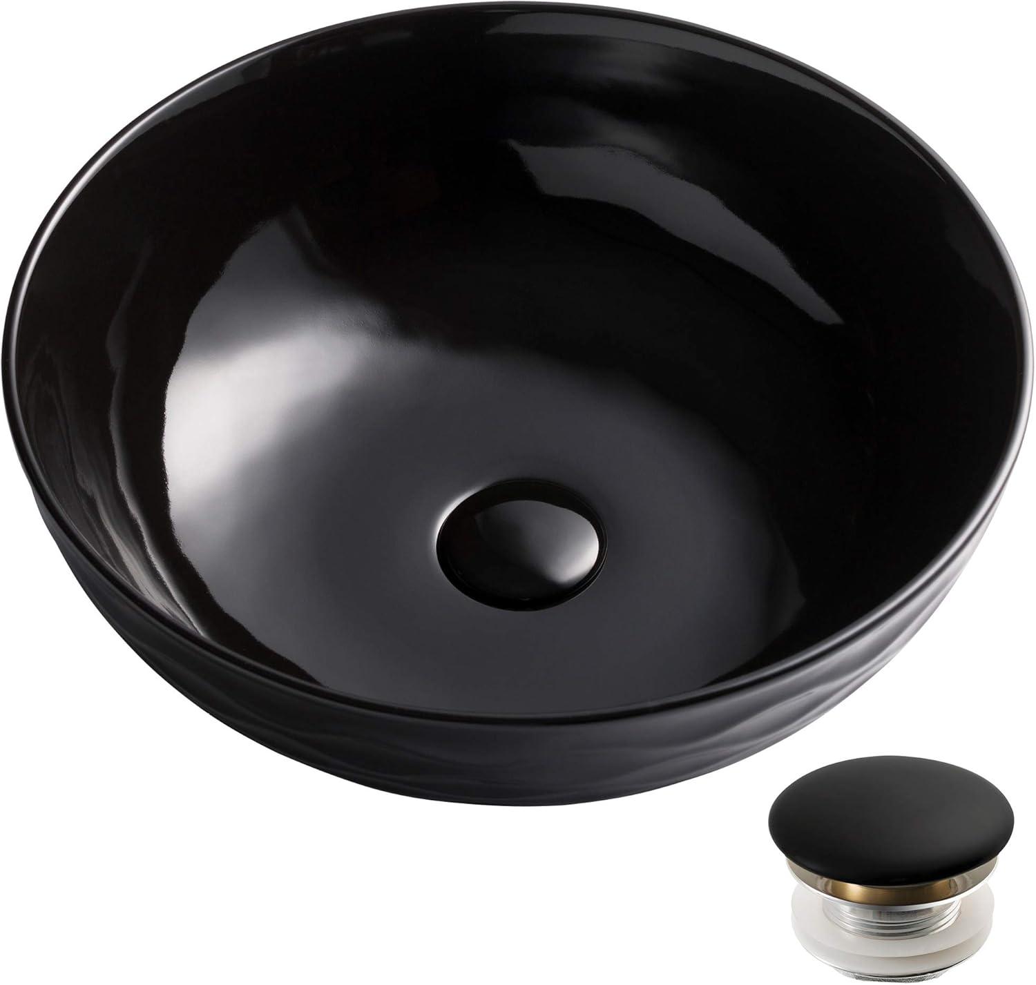 KRAUS Viva Thin Porcelain Ceramic Vessel Bathroom Sink with Pop-Up Drain