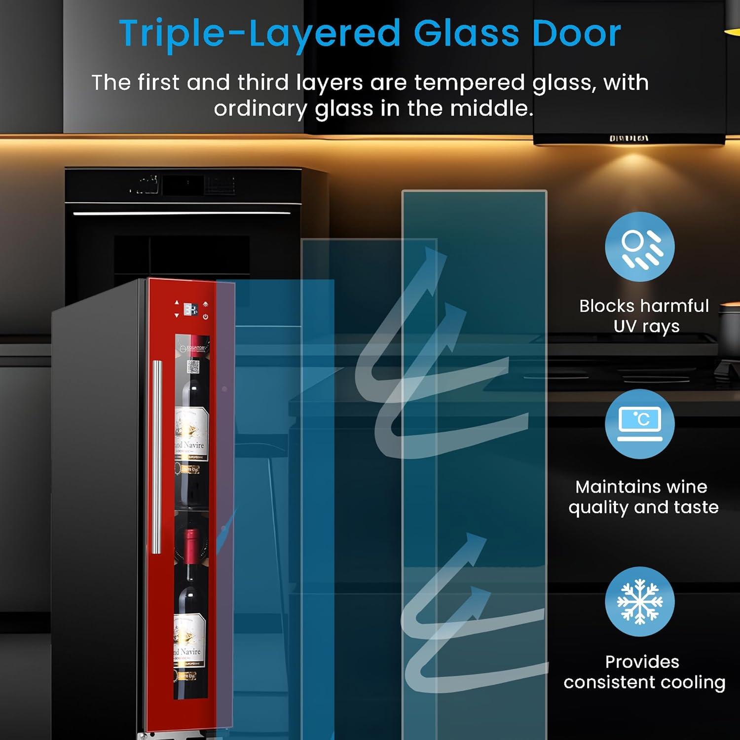 9 bottle Built-in/Freestanding Wine Ref with 7 color LED Lights