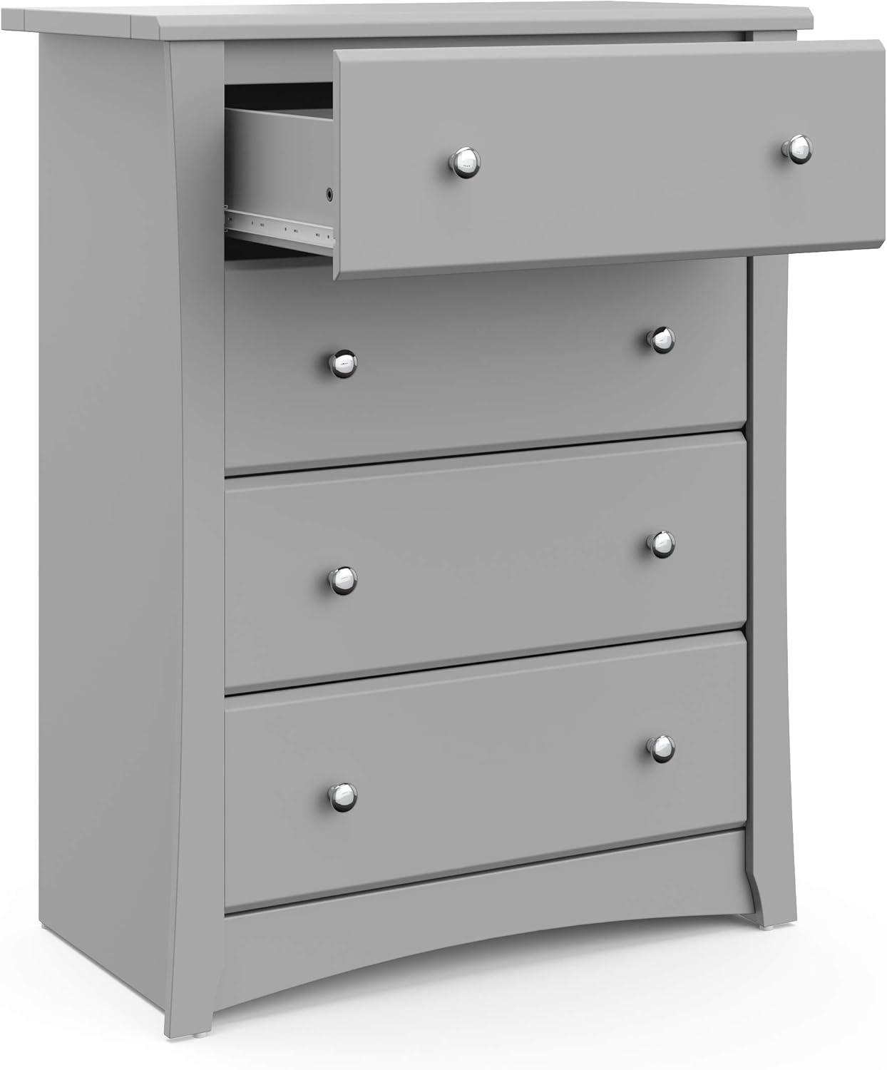 Storkcraft Crescent 4 Drawer Nursery Dresser, Pebble Gray