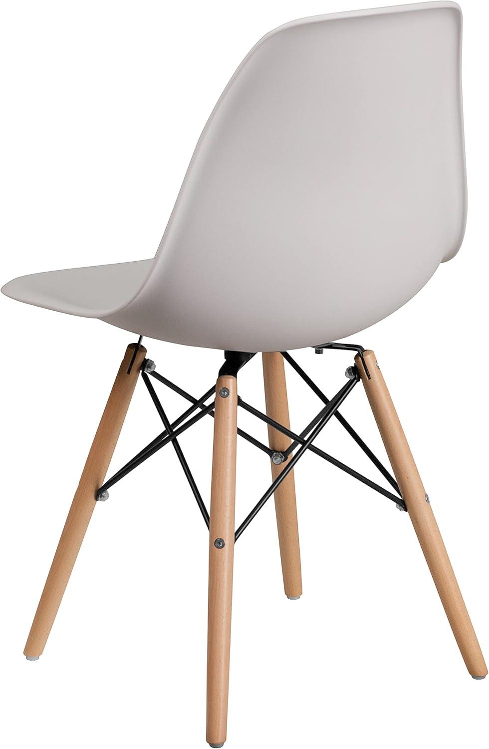 Flash Furniture Elon Series Plastic Chair with Wooden Legs for Versatile Kitchen, Dining Room, Living Room, Library or Desk Use